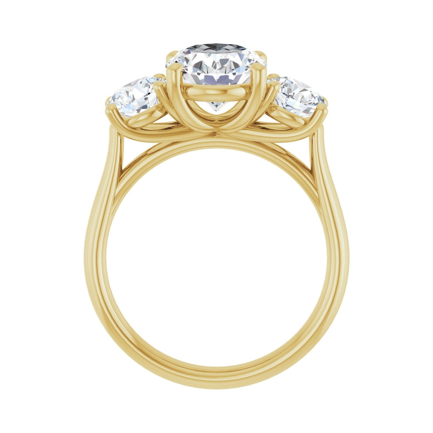 Oval Three-Stone Engagement Ring | Metal Type=14K Yellow Gold | Center Stone Size=2.5 CT | Image 2