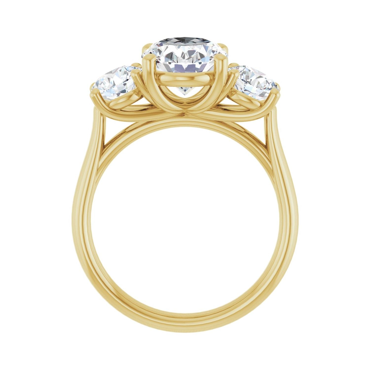 Oval Three-Stone Engagement Ring | Metal Type=14K Yellow Gold | Center Stone Size=2.5 CT | Image 2