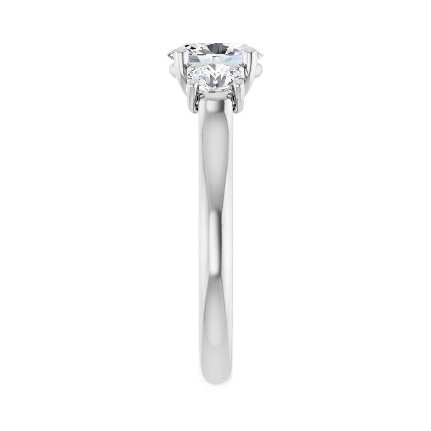 Oval Three-Stone Engagement Ring | Metal Type=14K White Gold | Center Stone Size=1 CT | Image 4