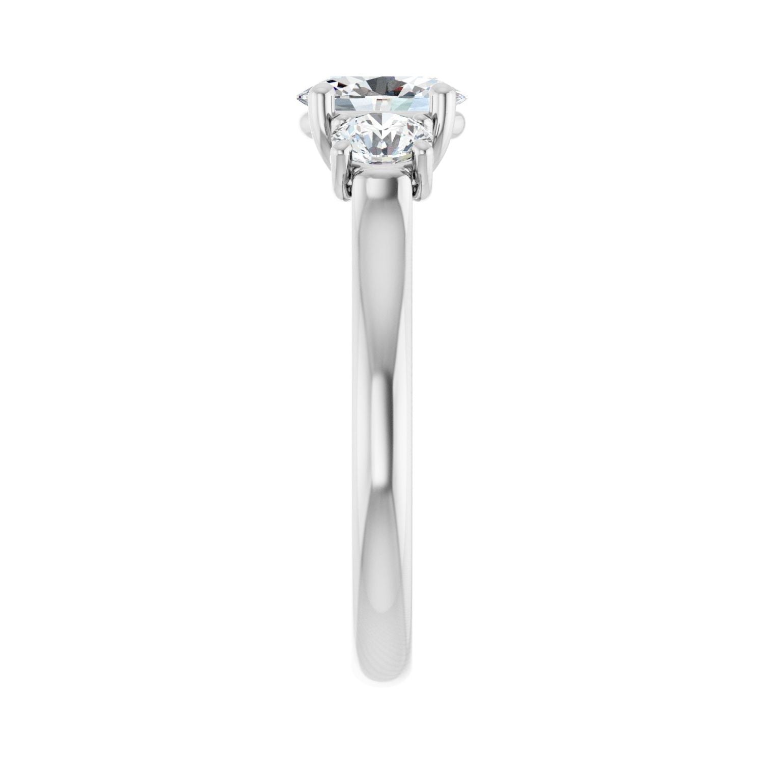 Oval Three-Stone Engagement Ring | Metal Type=14K White Gold | Center Stone Size=1 CT | Image 4