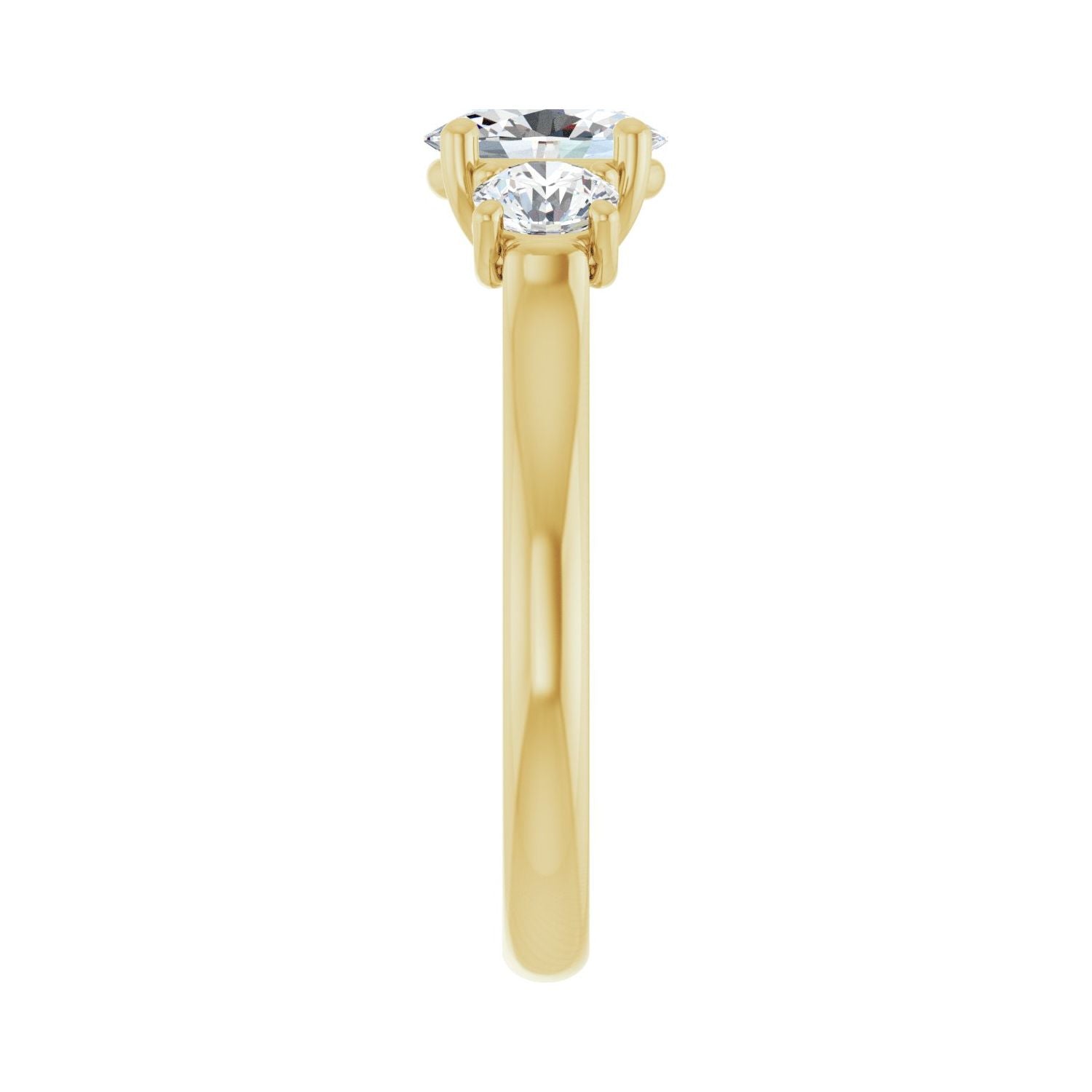 Oval Three-Stone Engagement Ring | Metal Type=14K Yellow Gold | Center Stone Size=1 CT | Image 4