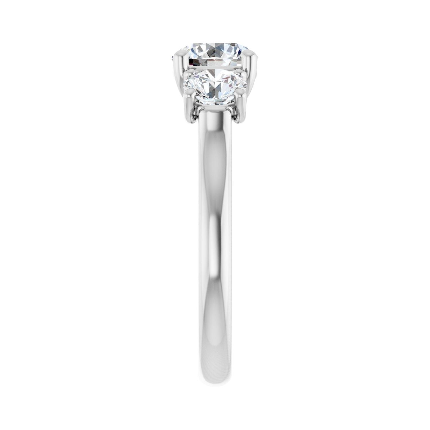 Round Three-Stone Engagement Ring | Metal Type=14K White Gold | Center Stone Size=1 CT | Image 4