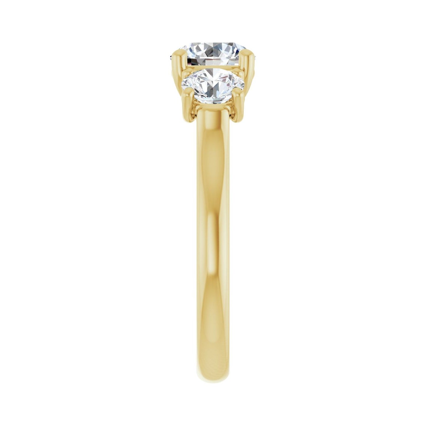 Round Three-Stone Engagement Ring | Metal Type=14K Yellow Gold | Center Stone Size=1 CT | Image 4