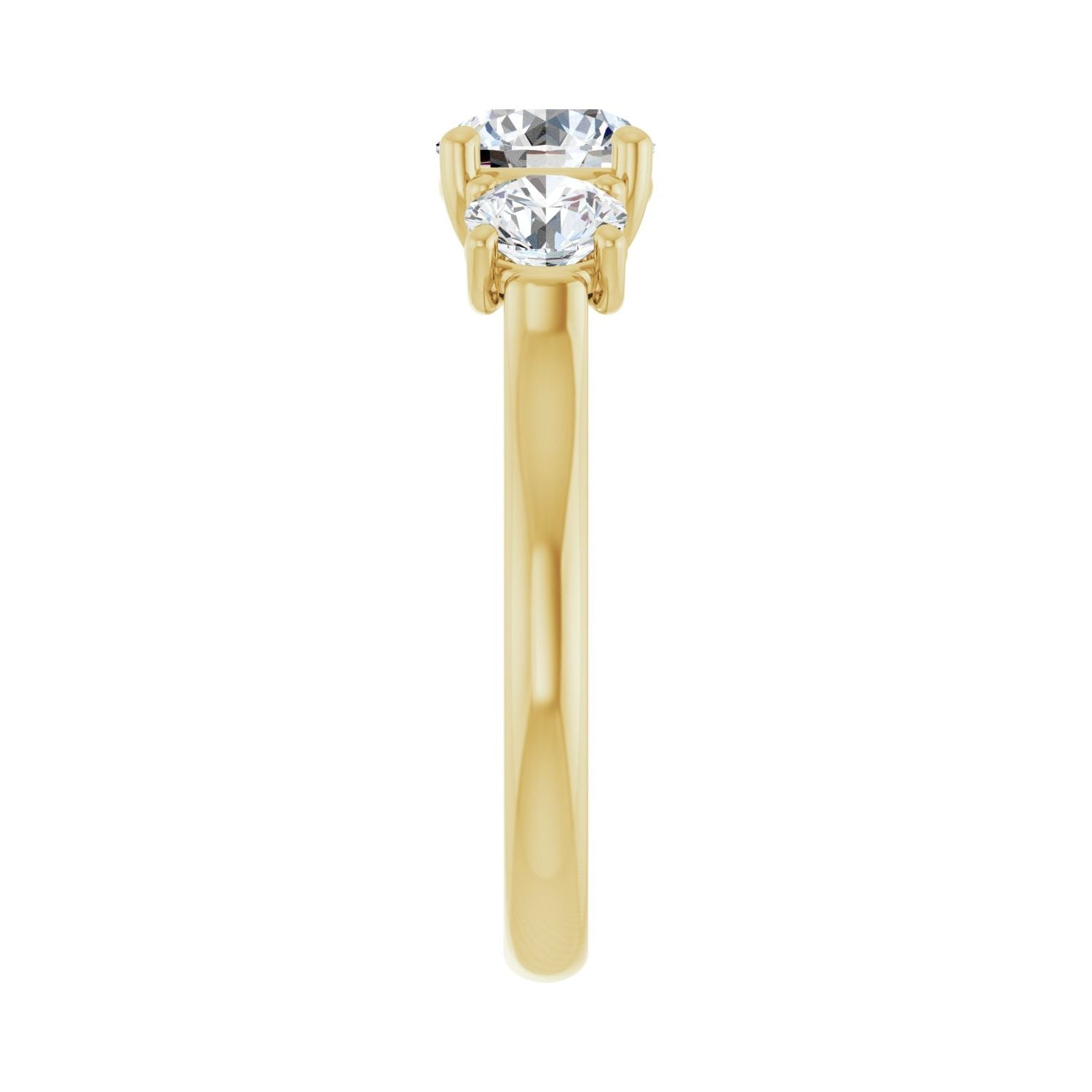 Round Three-Stone Engagement Ring | Metal Type=14K Yellow Gold | Center Stone Size=1 CT | Image 4