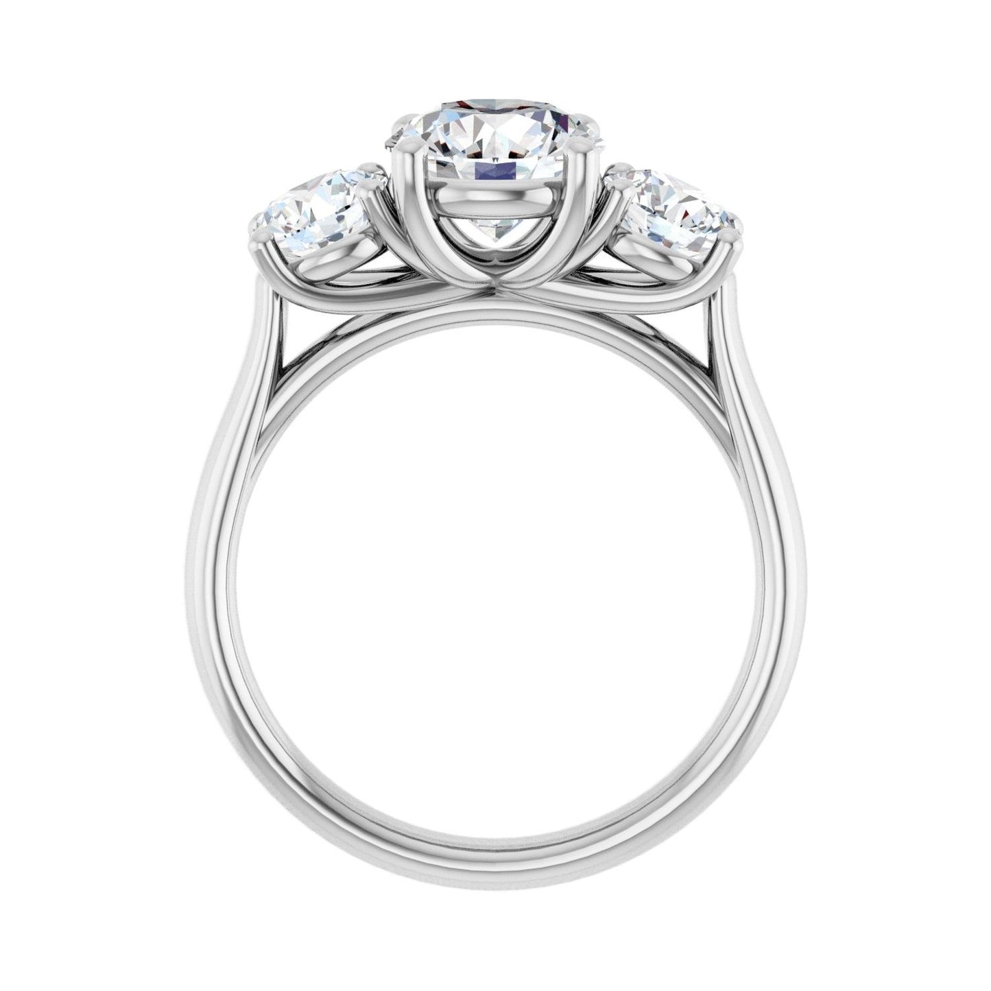 Round Three-Stone Engagement Ring | Metal Type=14K White Gold | Center Stone Size=1.5 CT | Image 2