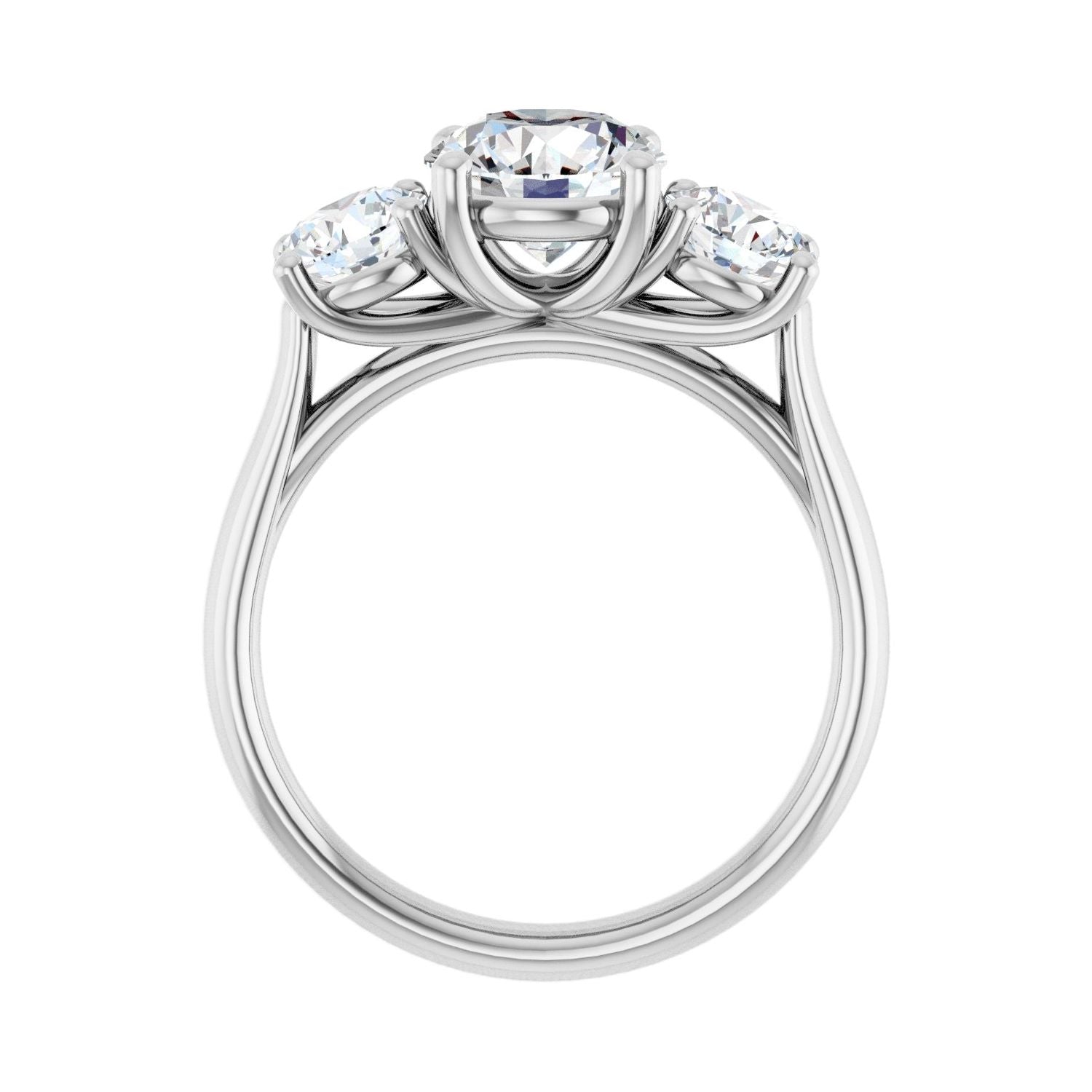 Round Three-Stone Engagement Ring | Metal Type=14K White Gold | Center Stone Size=1.5 CT | Image 2