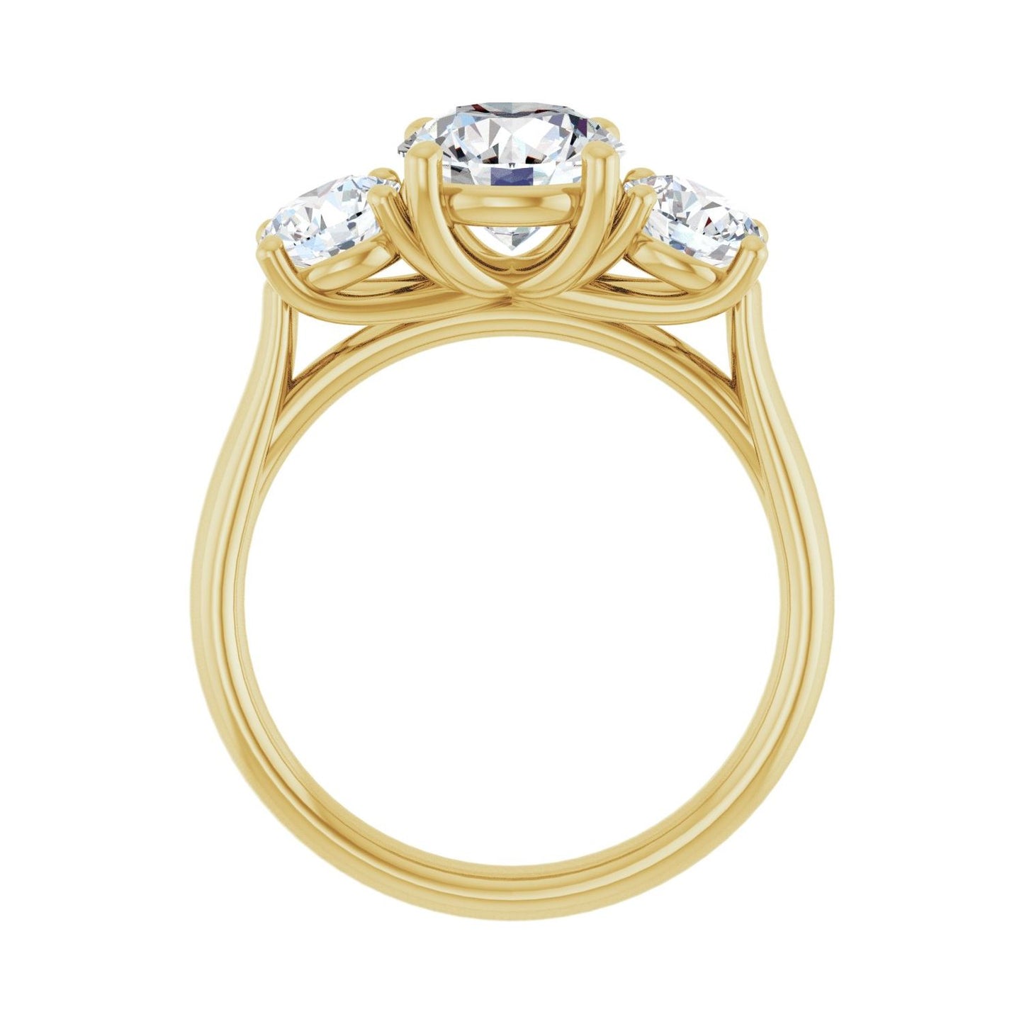 Round Three-Stone Engagement Ring | Metal Type=14K Yellow Gold | Center Stone Size=1.5 CT | Image 2