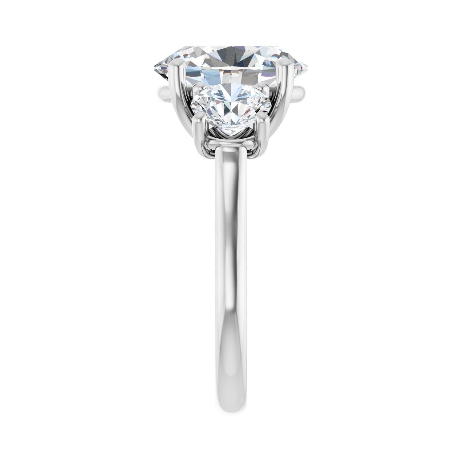 Oval Three-Stone Engagement Ring | Metal Type=14K White Gold | Center Stone Size=3 CT | Image 4