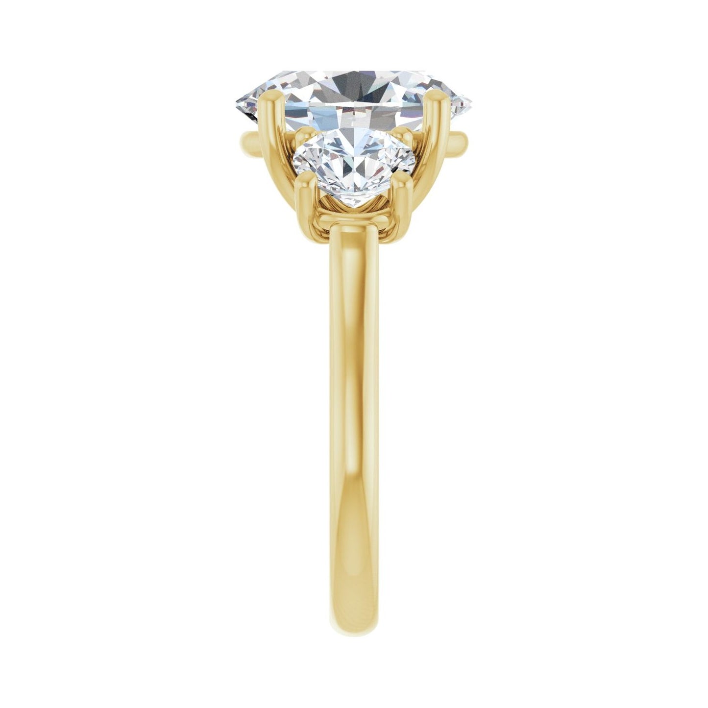 Oval Three-Stone Engagement Ring | Metal Type=14K Yellow Gold | Center Stone Size=3 CT | Image 4