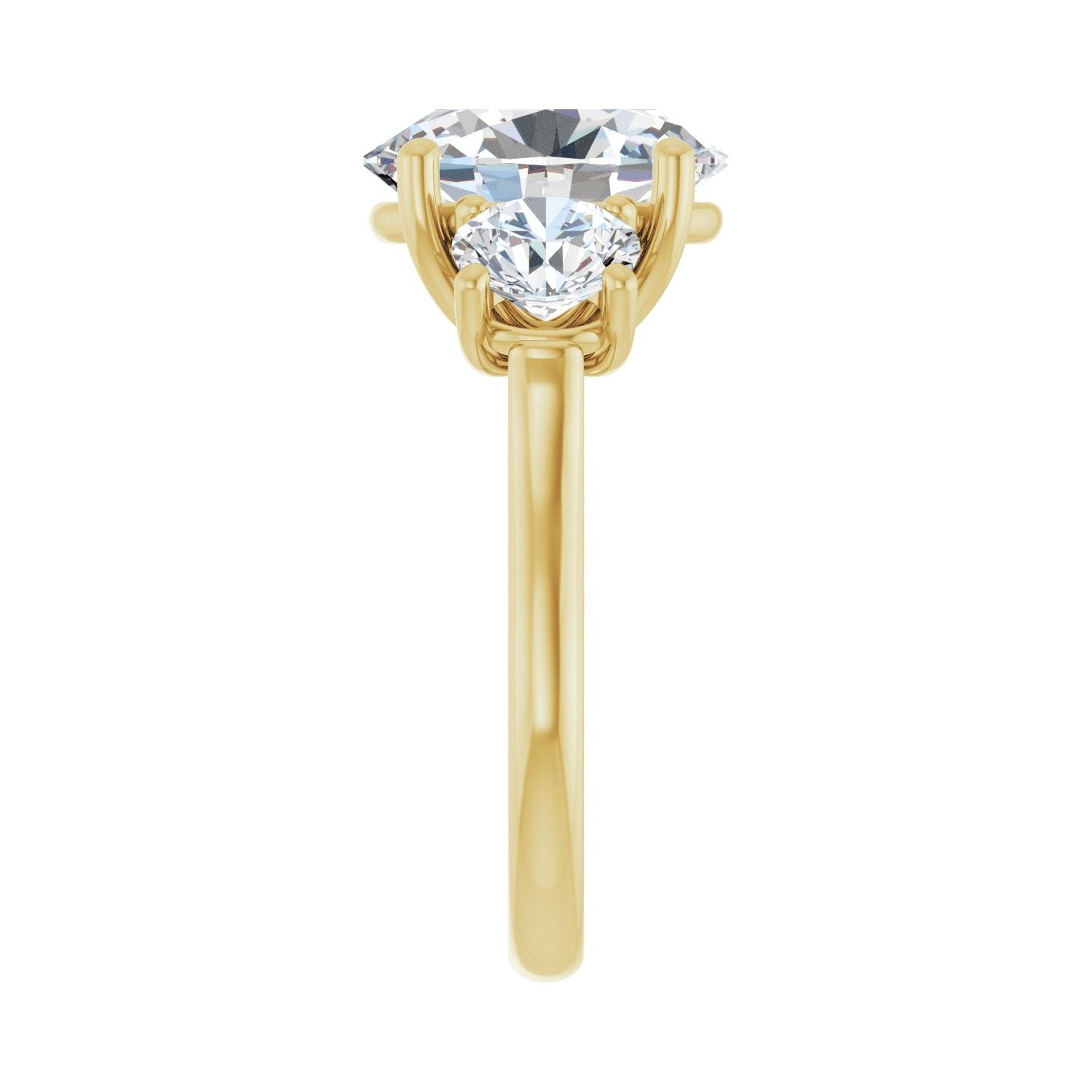 Oval Three-Stone Engagement Ring | Metal Type=14K Yellow Gold | Center Stone Size=3 CT | Image 4