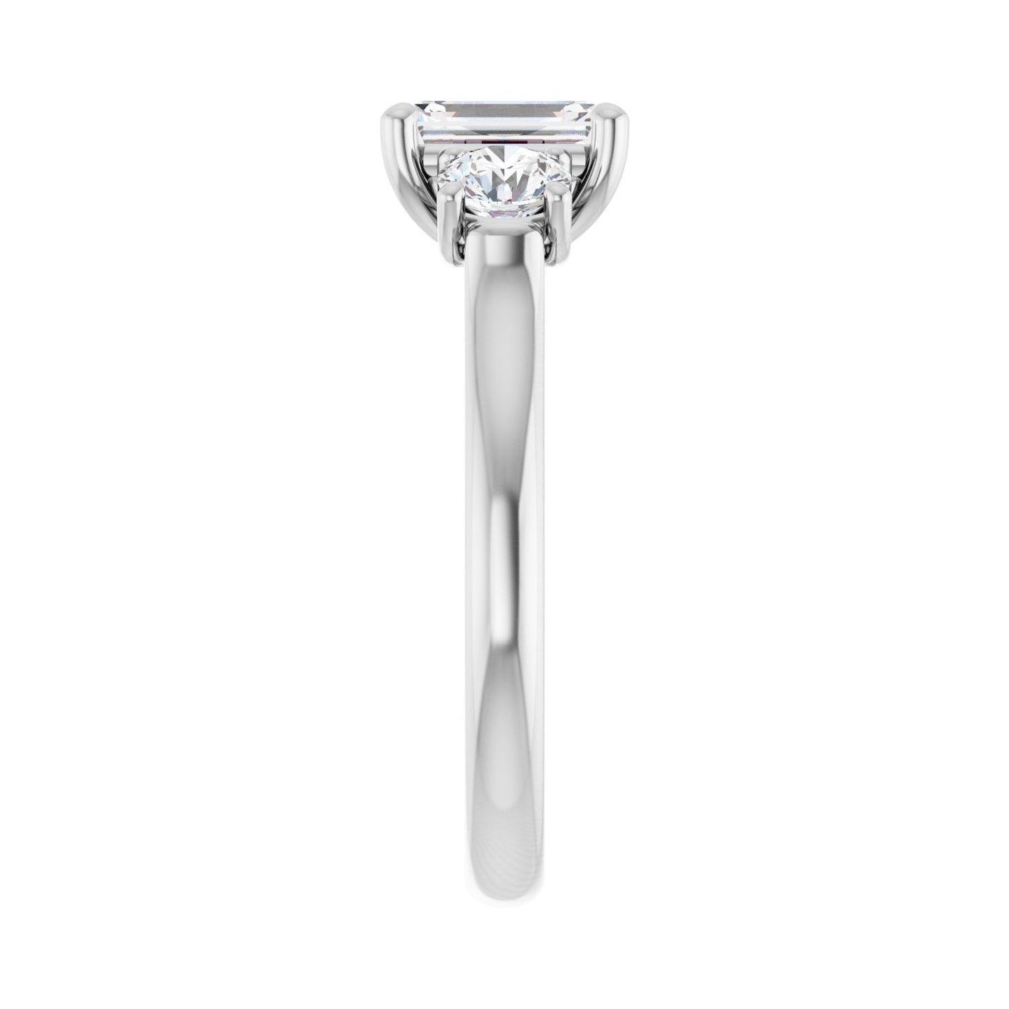 Emerald Three-Stone Engagement Ring | Metal Type=14K White Gold | Center Stone Size=1.5 CT | Image 4