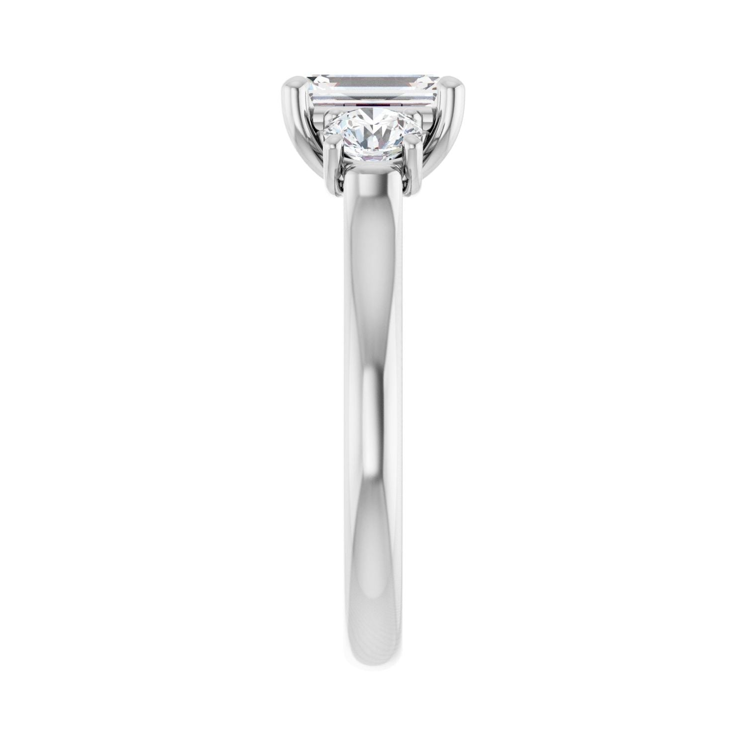 Emerald Three-Stone Engagement Ring | Metal Type=14K White Gold | Center Stone Size=1.5 CT | Image 4