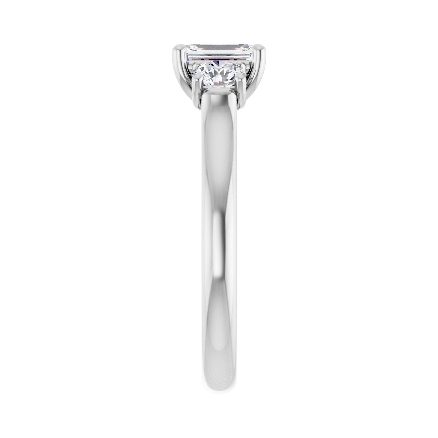 Emerald Three-Stone Engagement Ring | Metal Type=14K White Gold | Center Stone Size=1 CT | Image 4