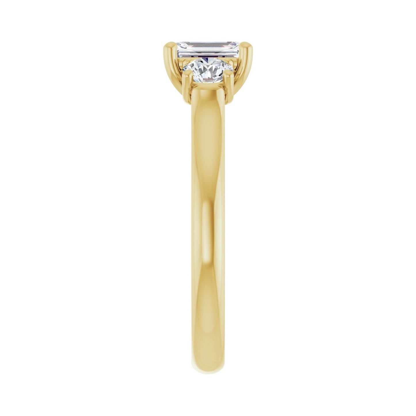 Emerald Three-Stone Engagement Ring | Metal Type=14K Yellow Gold | Center Stone Size=1 CT | Image 4