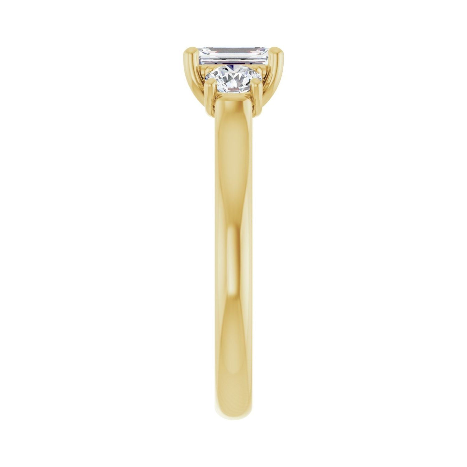 Emerald Three-Stone Engagement Ring | Metal Type=14K Yellow Gold | Center Stone Size=1 CT | Image 4