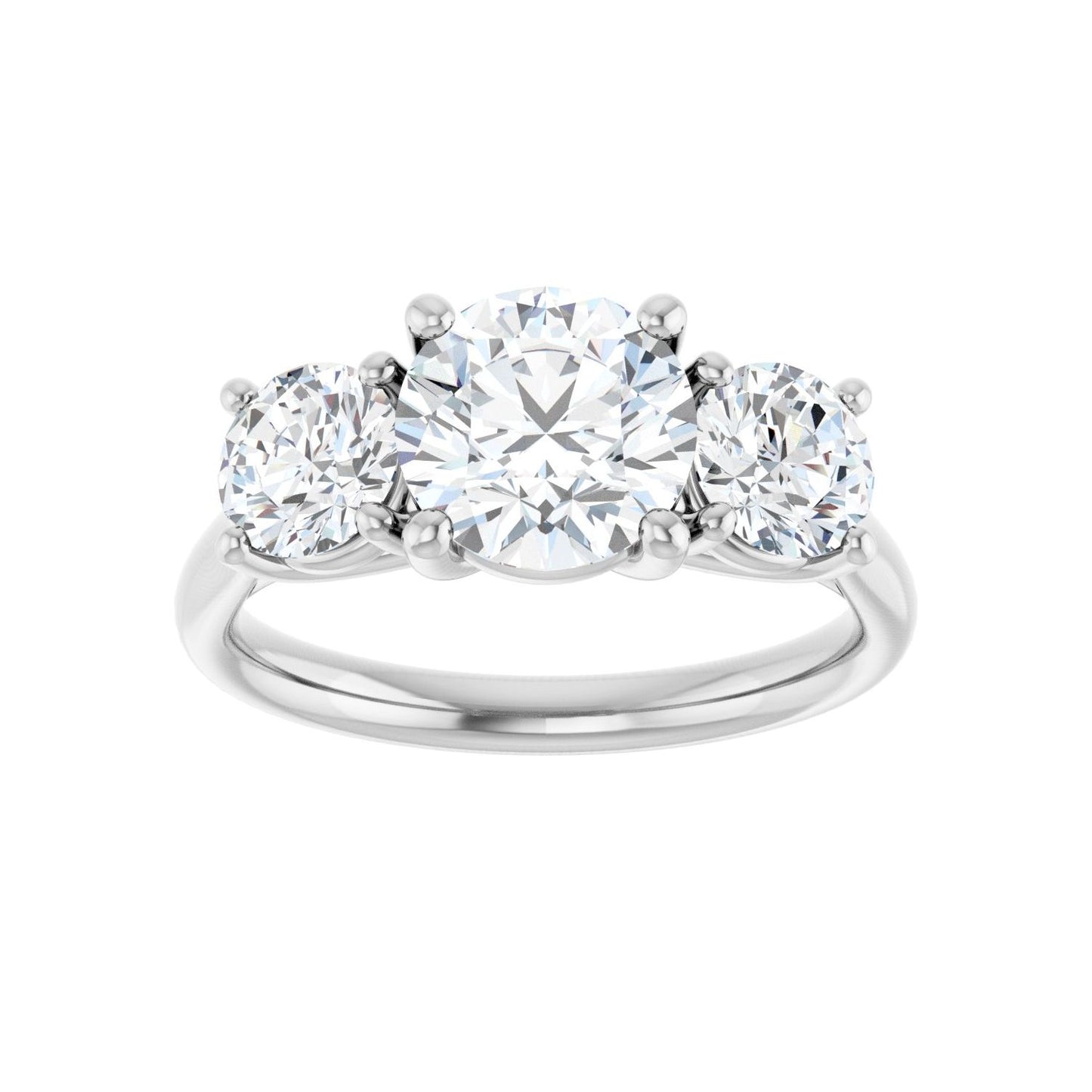 Round Three-Stone Engagement Ring | Metal Type=14K White Gold | Center Stone Size=1.5 CT | Image 3
