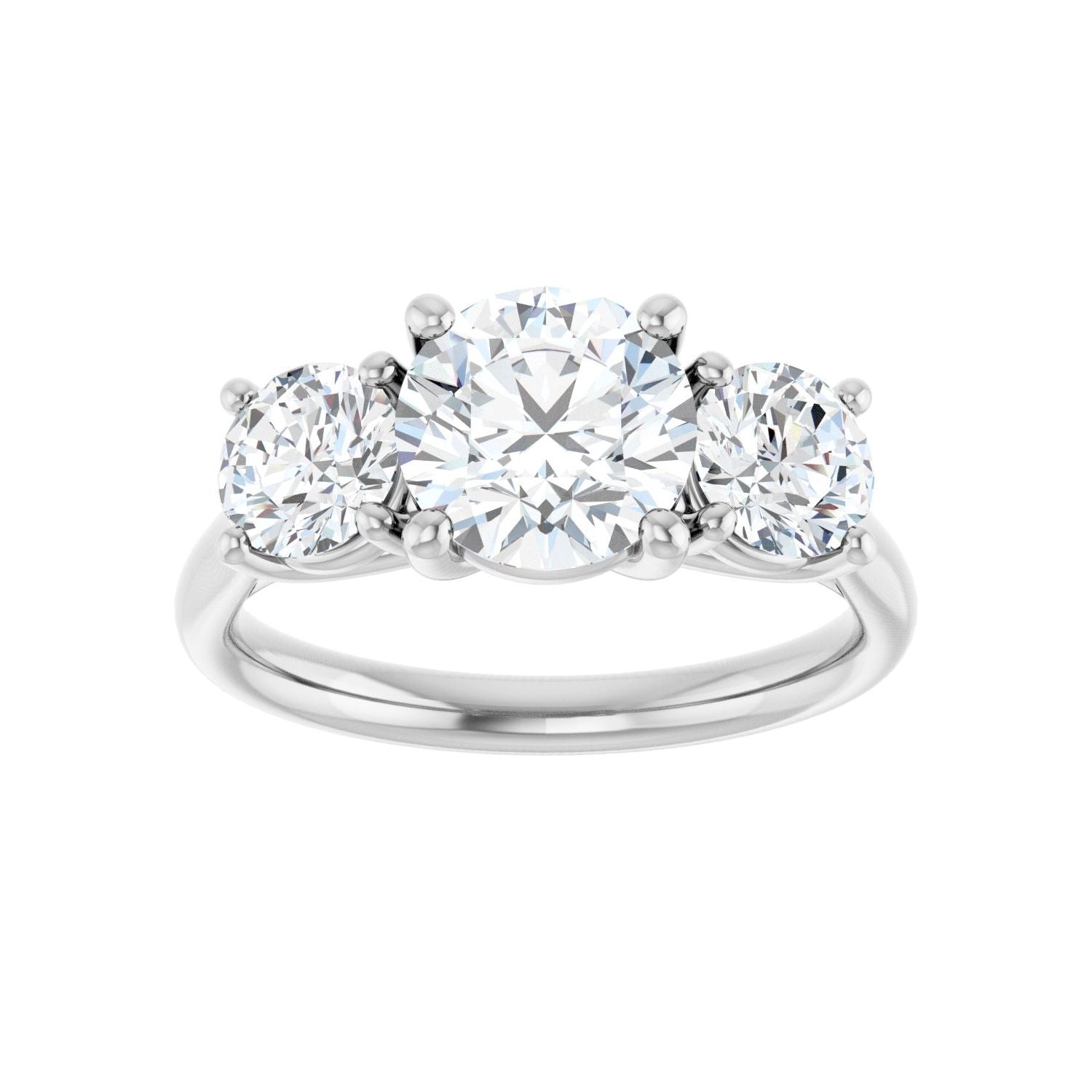 Round Three-Stone Engagement Ring | Metal Type=14K White Gold | Center Stone Size=1.5 CT | Image 3