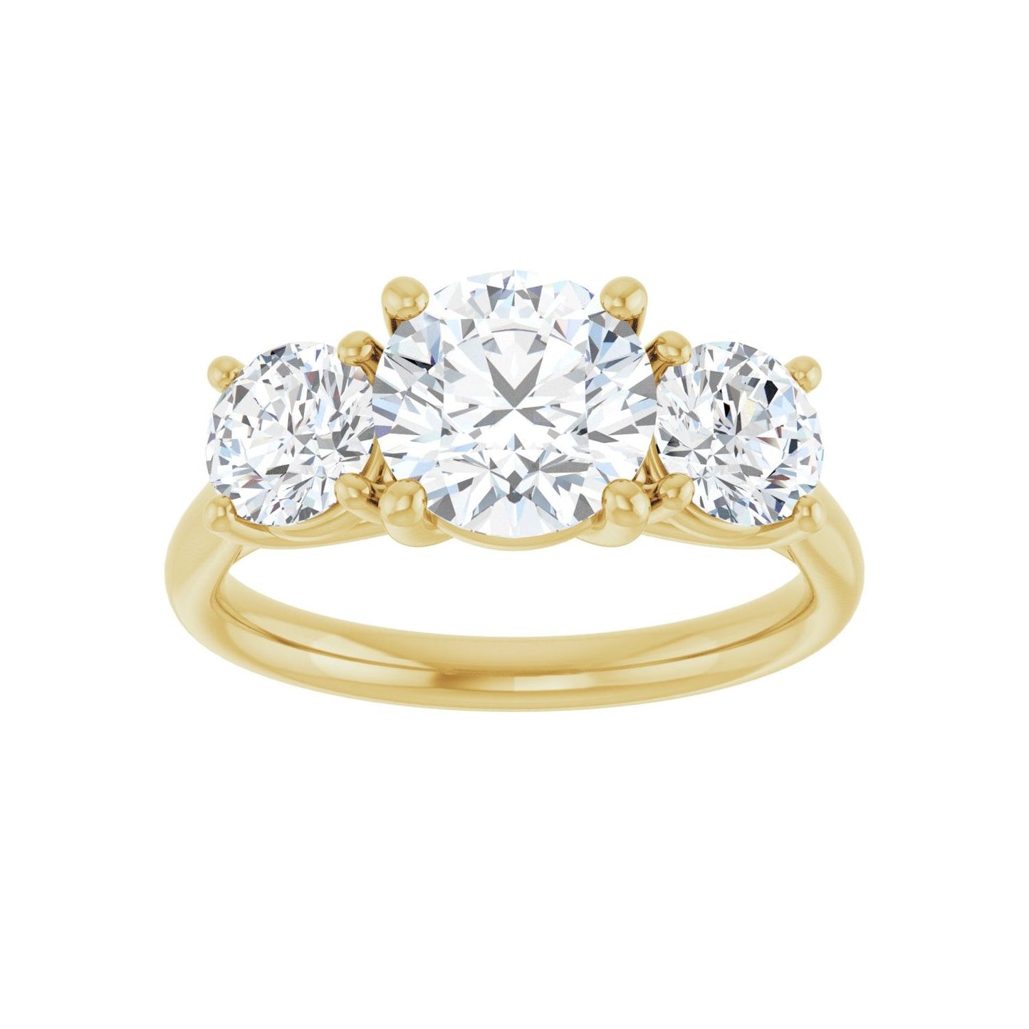 Round Three-Stone Engagement Ring | Metal Type=14K Yellow Gold | Center Stone Size=1.5 CT | Image 3