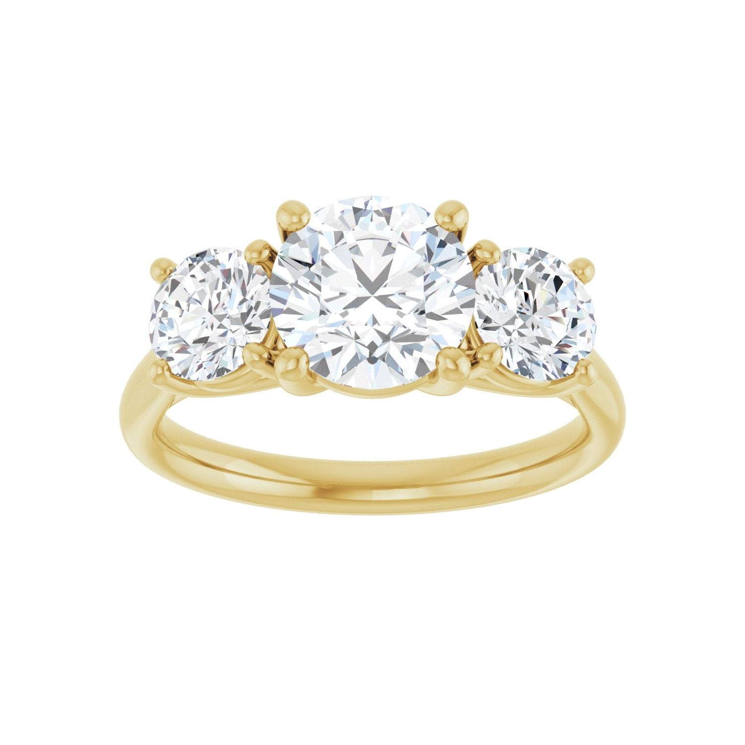Round Three-Stone Engagement Ring | Metal Type=14K Yellow Gold | Center Stone Size=1.5 CT | Image 3