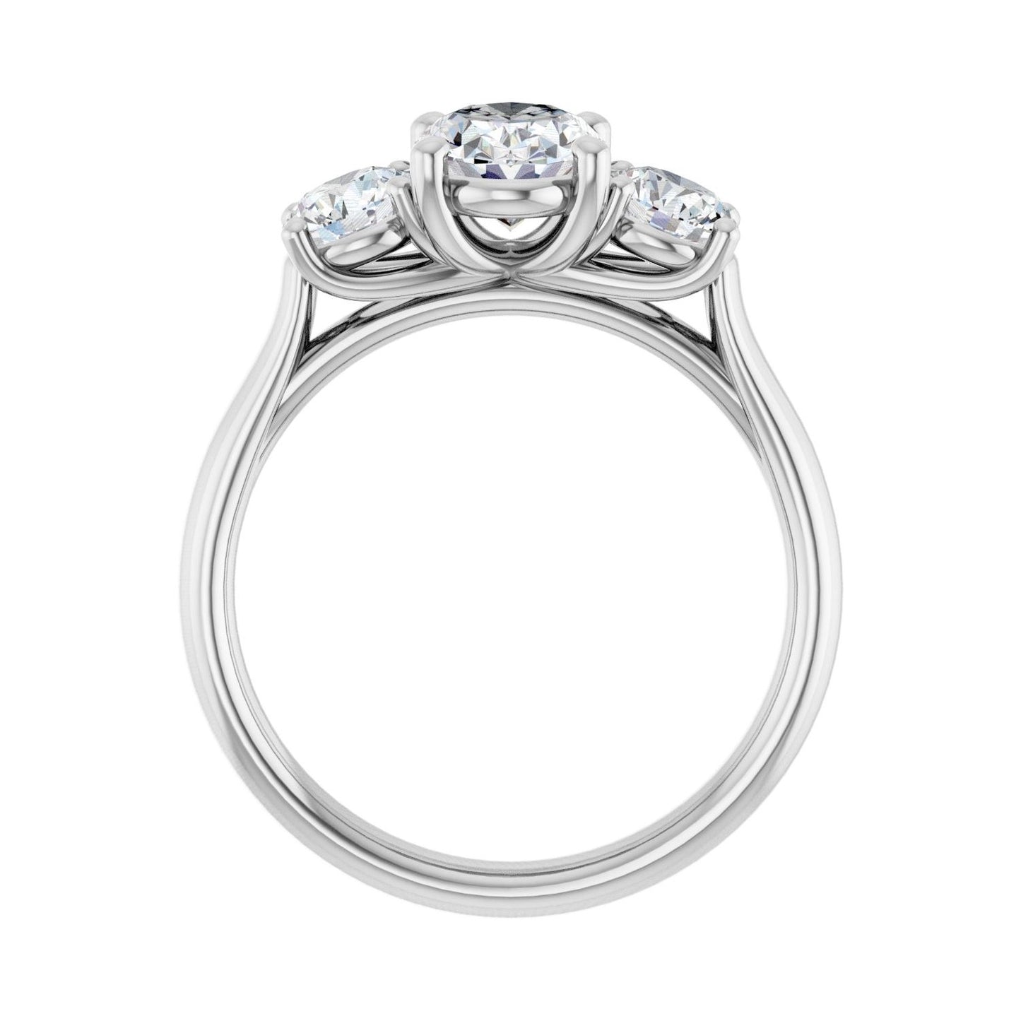 Oval Three-Stone Engagement Ring | Metal Type=14K White Gold | Center Stone Size=1.5 CT | Image 2