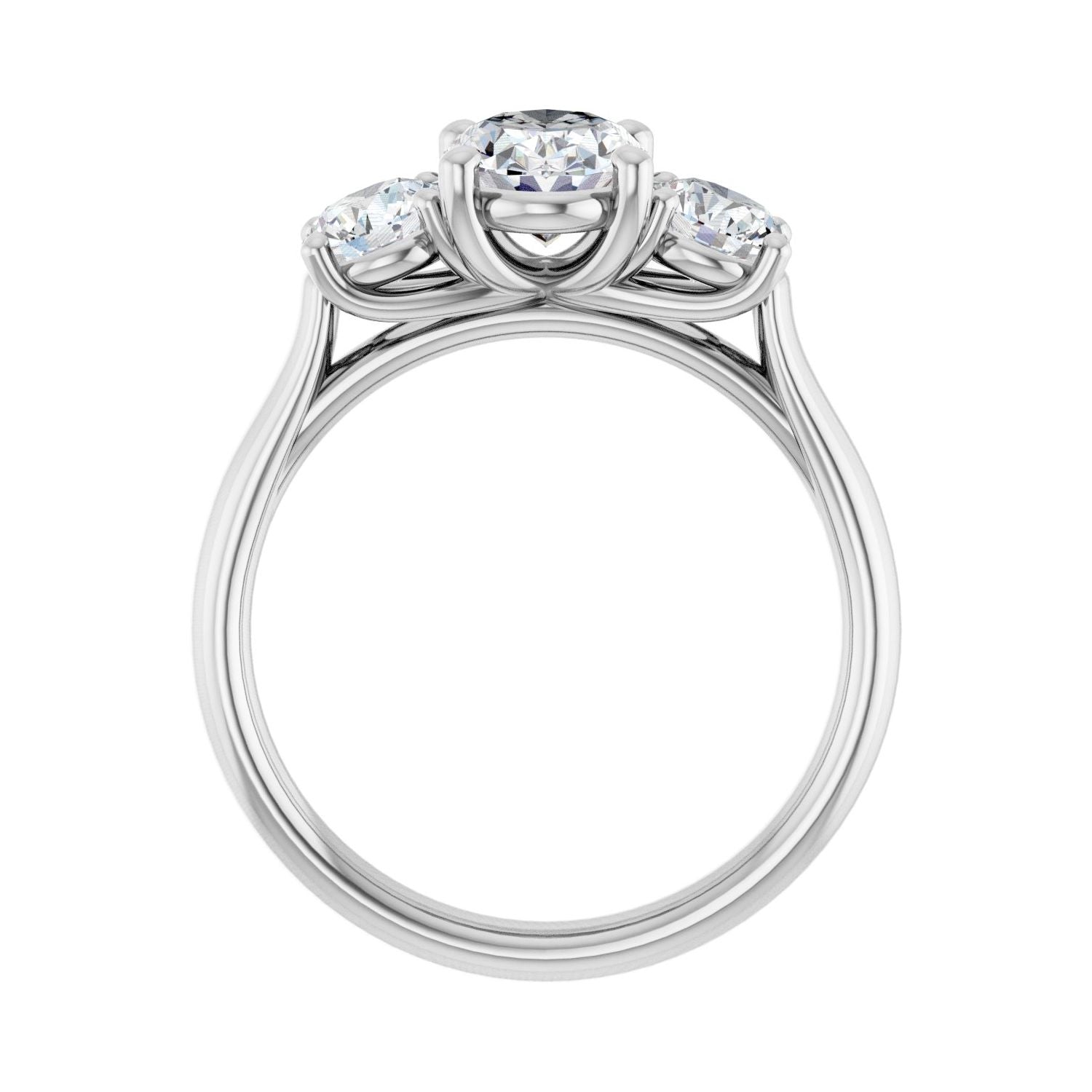 Oval Three-Stone Engagement Ring | Metal Type=14K White Gold | Center Stone Size=1.5 CT | Image 2