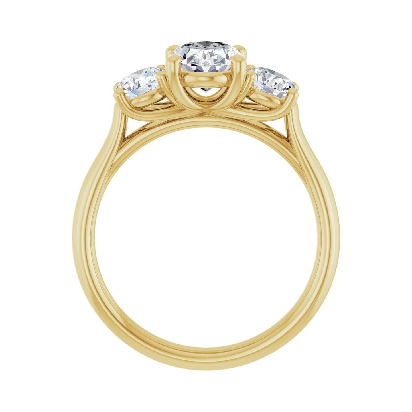 Oval Three-Stone Engagement Ring | Metal Type=14K Yellow Gold | Center Stone Size=1.5 CT | Image 2