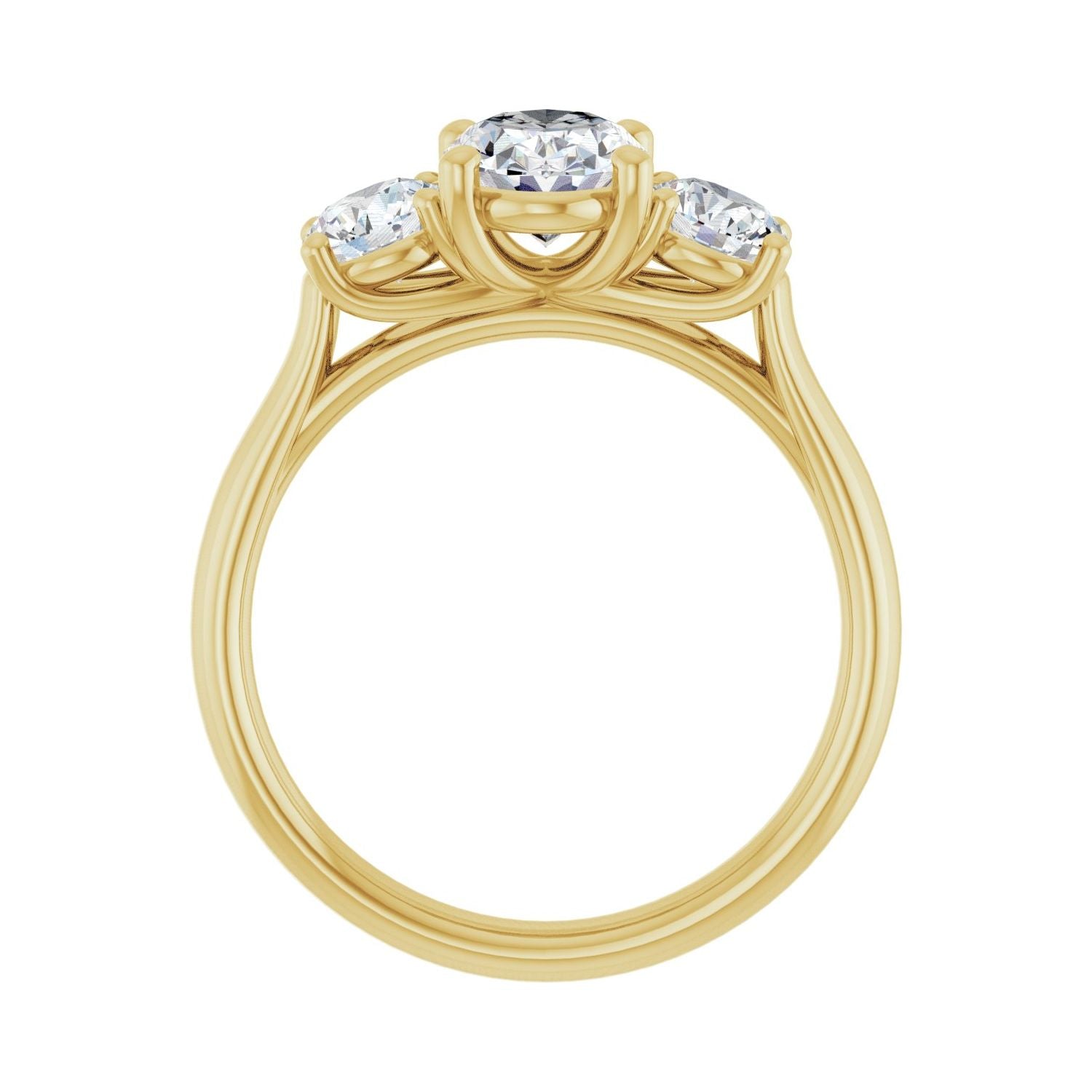 Oval Three-Stone Engagement Ring | Metal Type=14K Yellow Gold | Center Stone Size=1.5 CT | Image 2