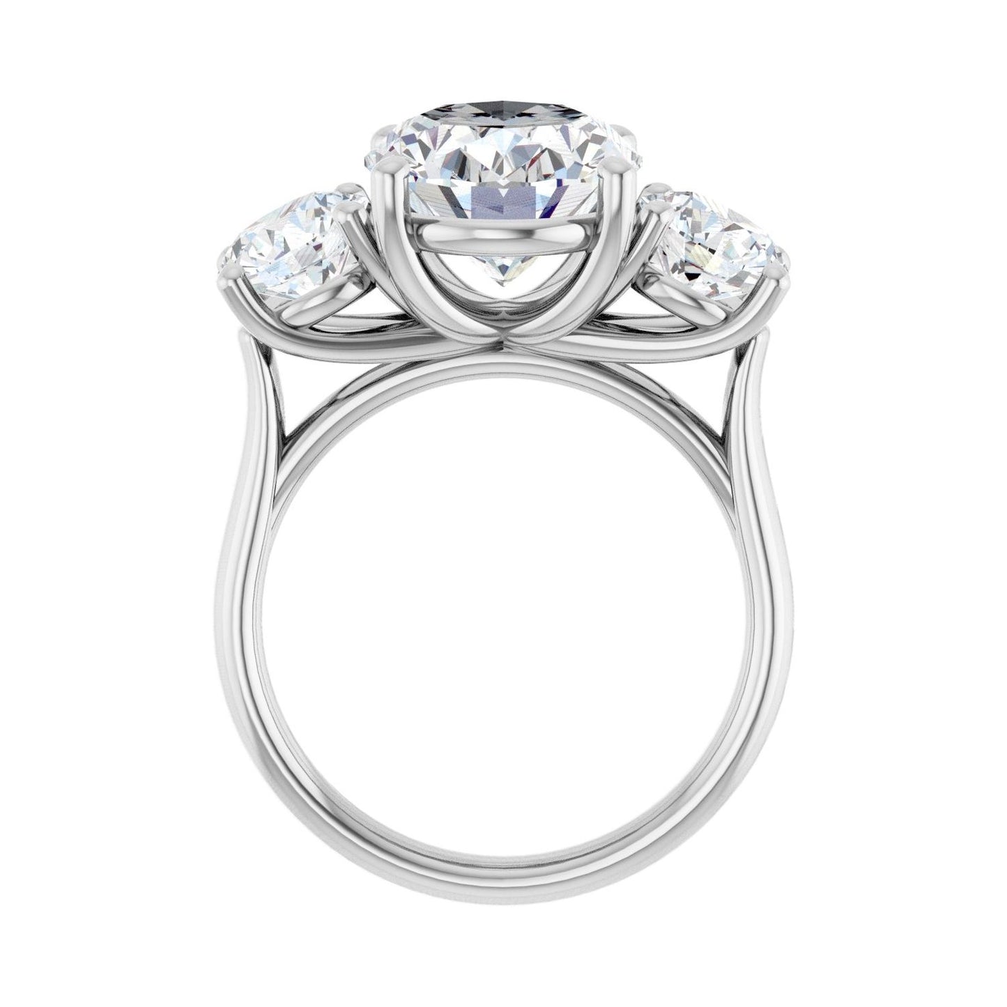 Oval Three-Stone Engagement Ring | Metal Type=14K White Gold | Center Stone Size=3 CT | Image 2