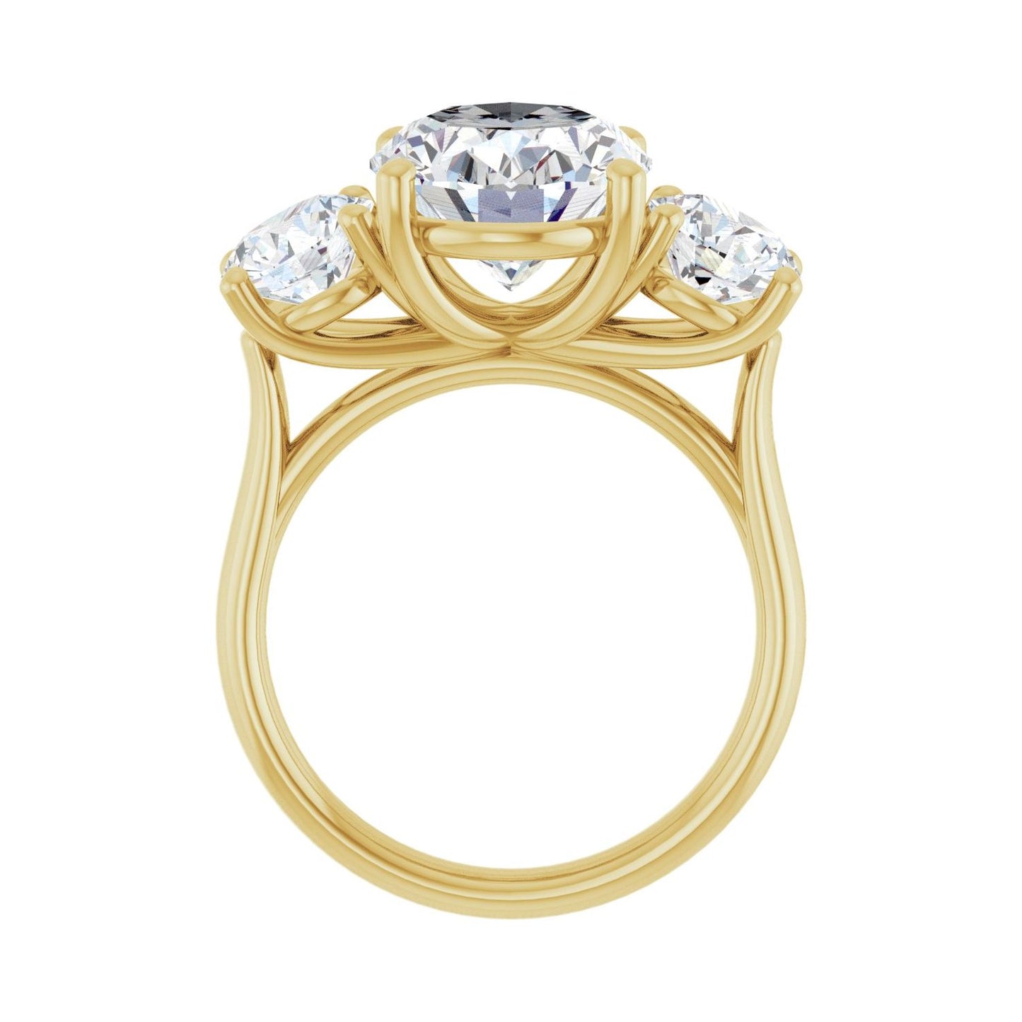 Oval Three-Stone Engagement Ring | Metal Type=14K Yellow Gold | Center Stone Size=3 CT | Image 2