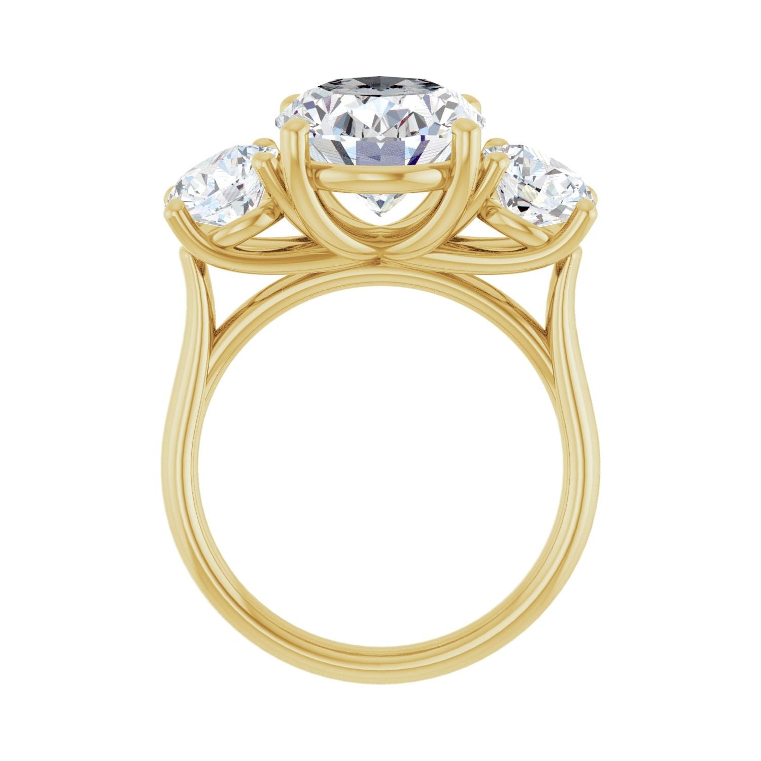 Oval Three-Stone Engagement Ring | Metal Type=14K Yellow Gold | Center Stone Size=3 CT | Image 2