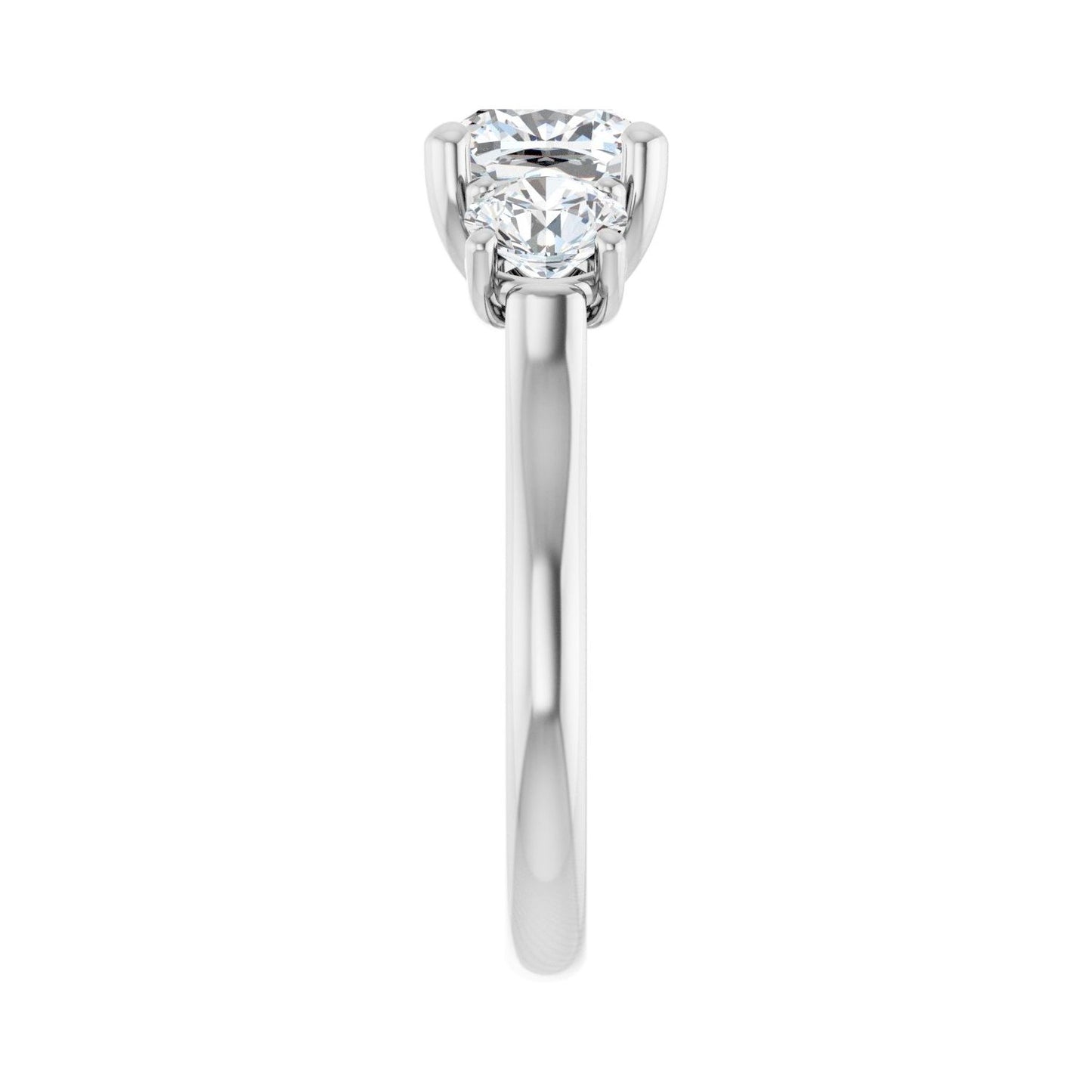 Cushion Three-Stone Engagement Ring | Metal Type=14K White Gold | Center Stone Size=2 CT | Image 4