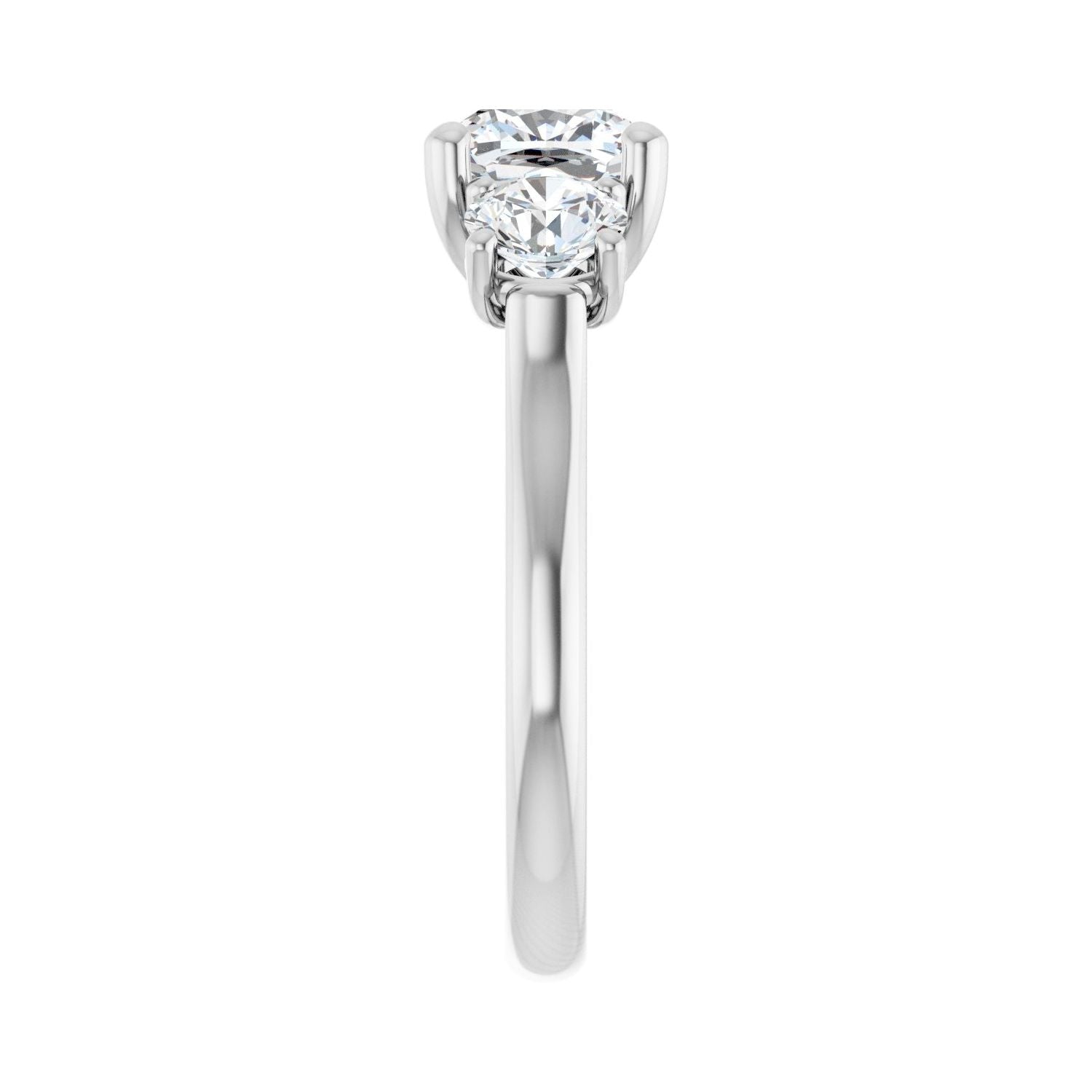 Cushion Three-Stone Engagement Ring | Metal Type=14K White Gold | Center Stone Size=2 CT | Image 4