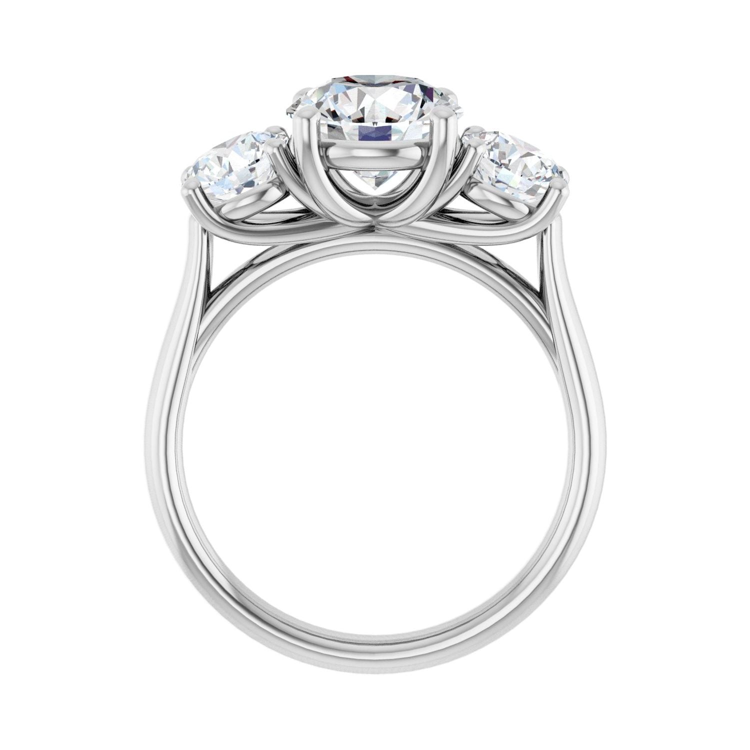 Round Three-Stone Engagement Ring | Metal Type=14K White Gold | Center Stone Size=2 CT | Image 2