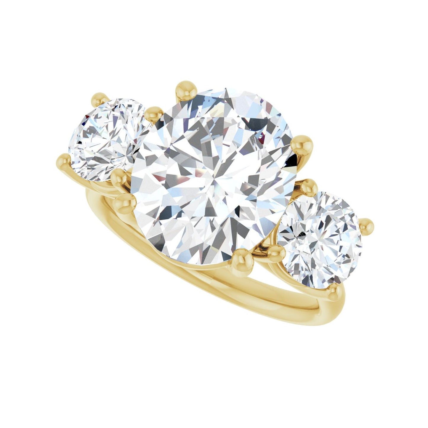 Oval Three-Stone Engagement Ring | Metal Type=14K Yellow Gold | Center Stone Size=3 CT | Image 5