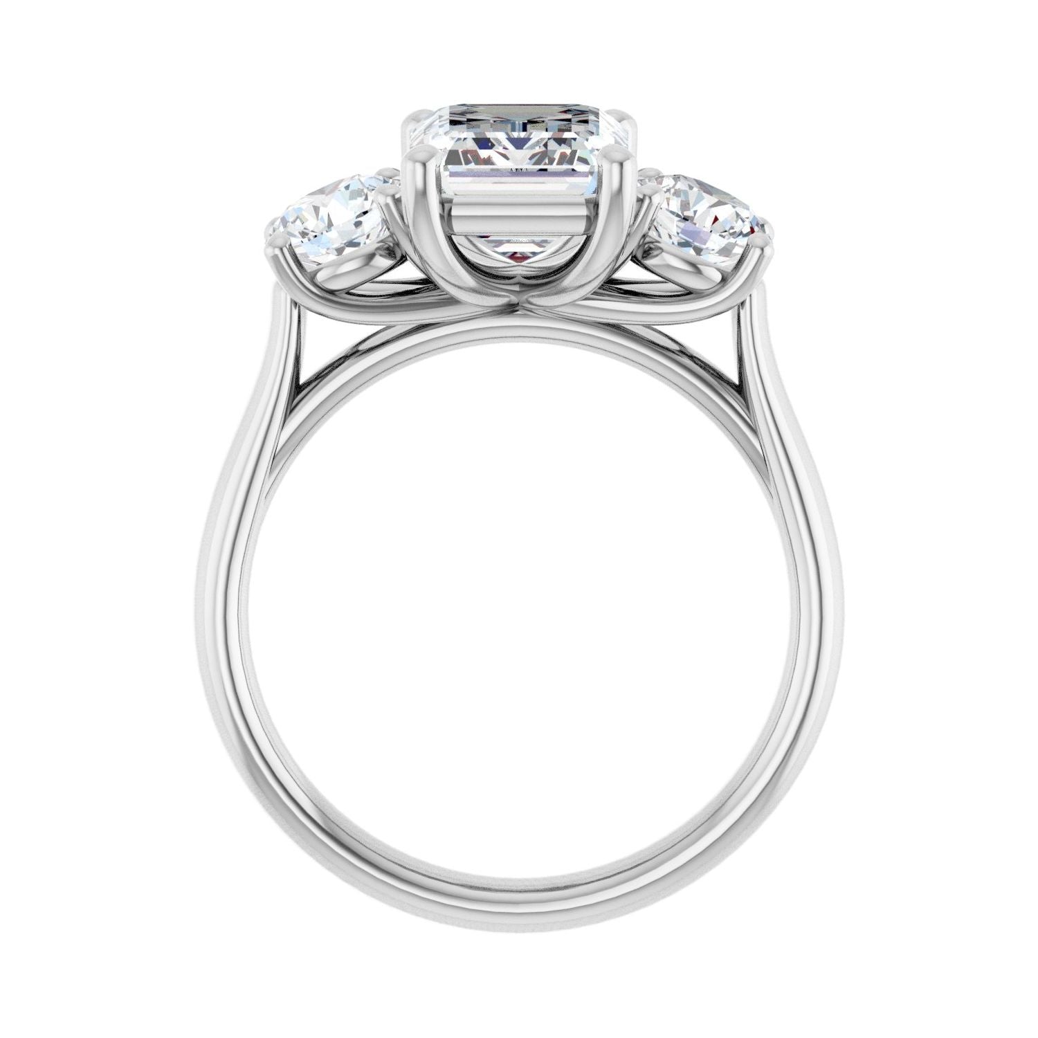 Emerald Three-Stone Engagement Ring | Metal Type=14K White Gold | Center Stone Size=2.5 CT | Image 2