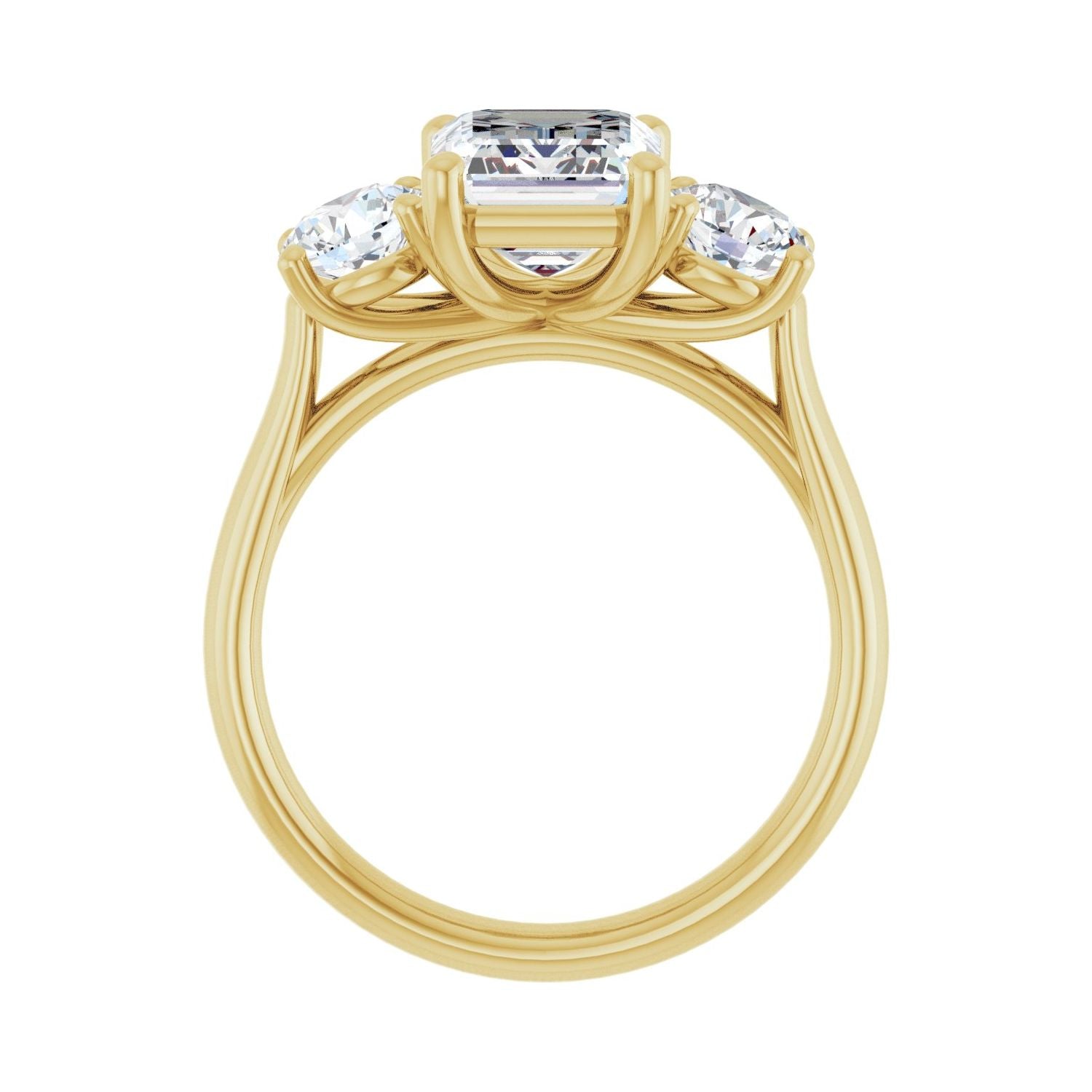 Emerald Three-Stone Engagement Ring | Metal Type=14K Yellow Gold | Center Stone Size=2.5 CT | Image 2