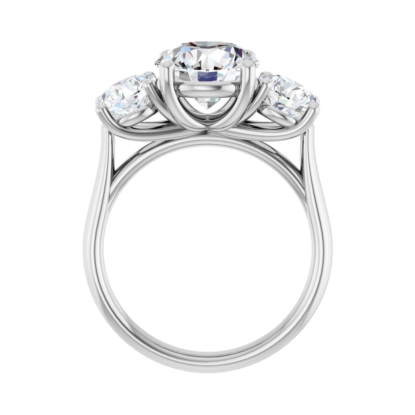 Round Three-Stone Engagement Ring | Metal Type=14K White Gold | Center Stone Size=2.5 CT | Image 2