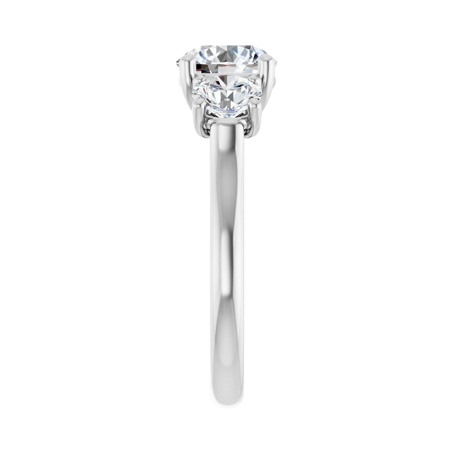 Round Three-Stone Engagement Ring | Metal Type=14K White Gold | Center Stone Size=1.5 CT | Image 4