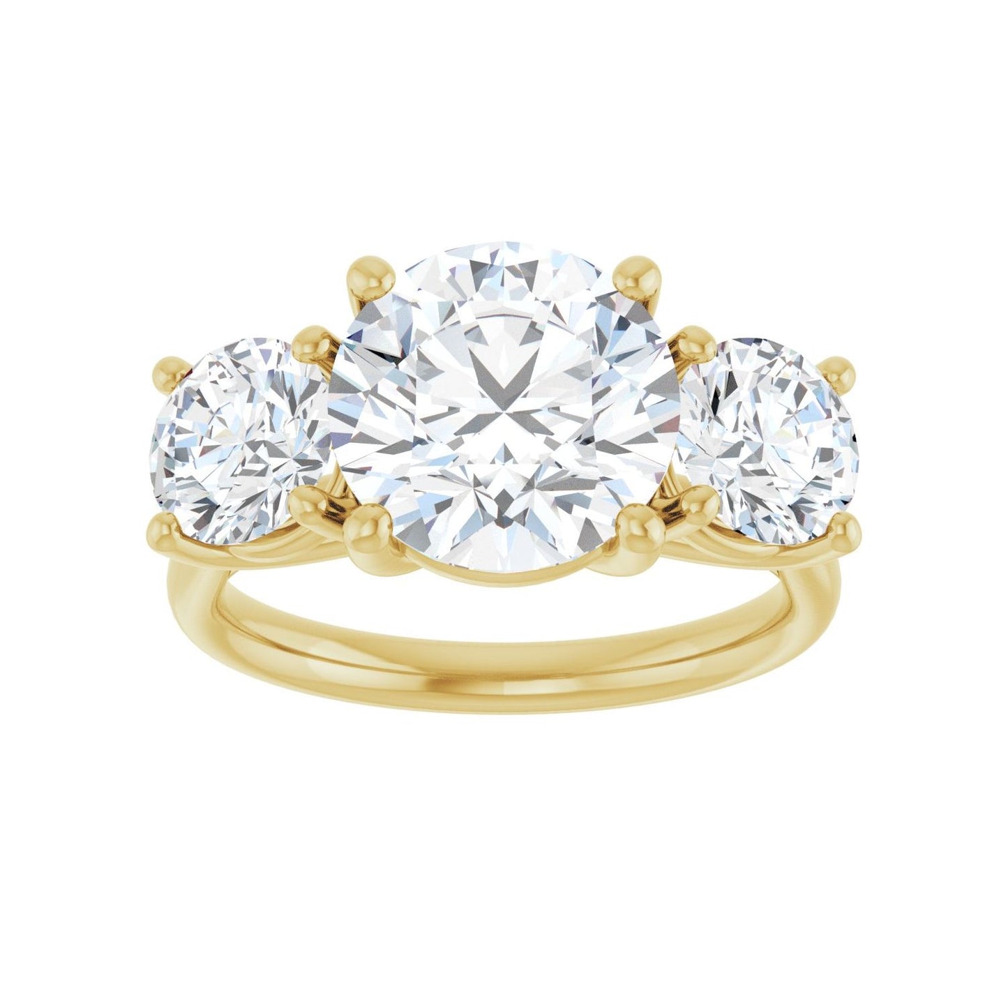 Round Three-Stone Engagement Ring | Metal Type=14K Yellow Gold | Center Stone Size=3 CT | Image 3