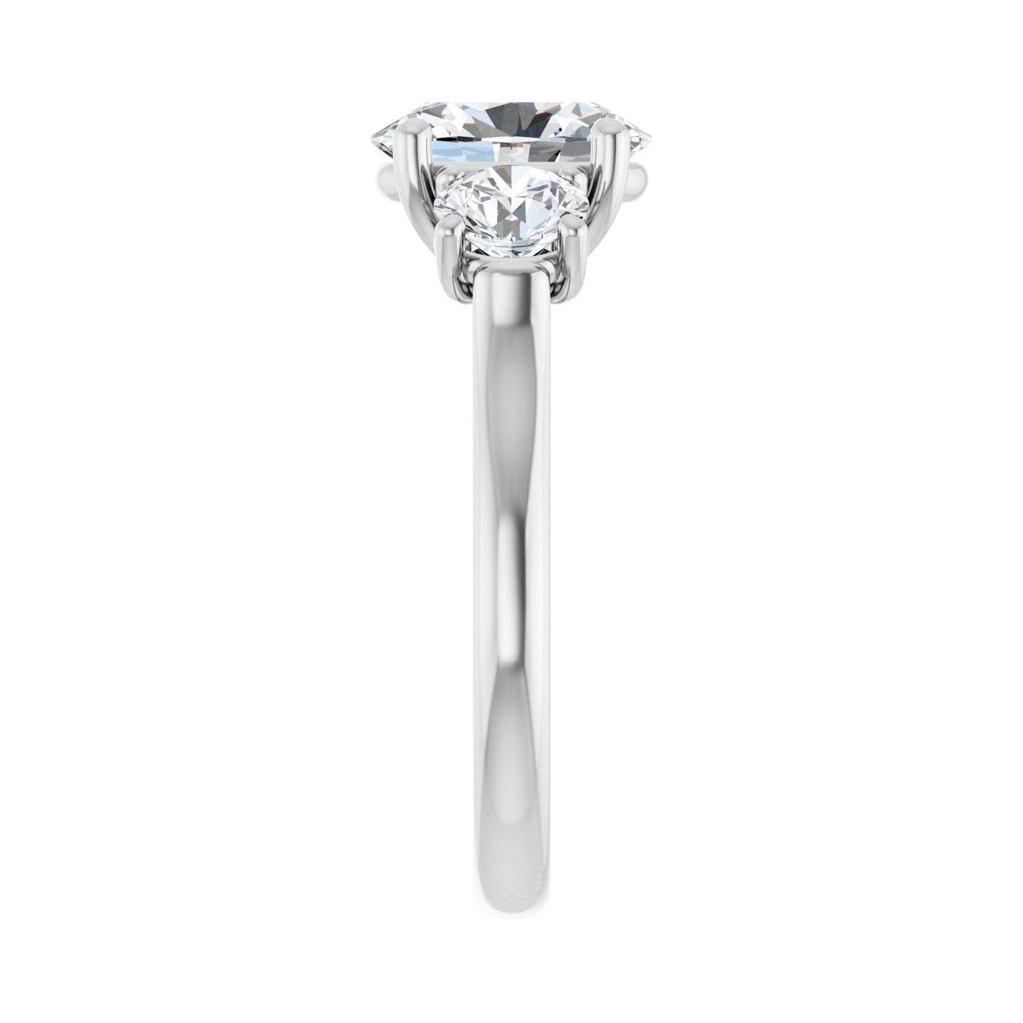 Oval Three-Stone Engagement Ring | Metal Type=14K White Gold | Center Stone Size=2 CT | Image 4