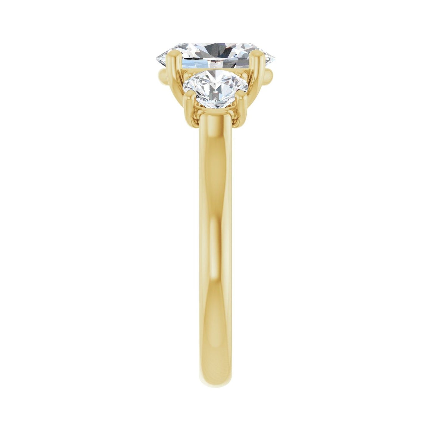 Oval Three-Stone Engagement Ring | Metal Type=14K Yellow Gold | Center Stone Size=2 CT | Image 4
