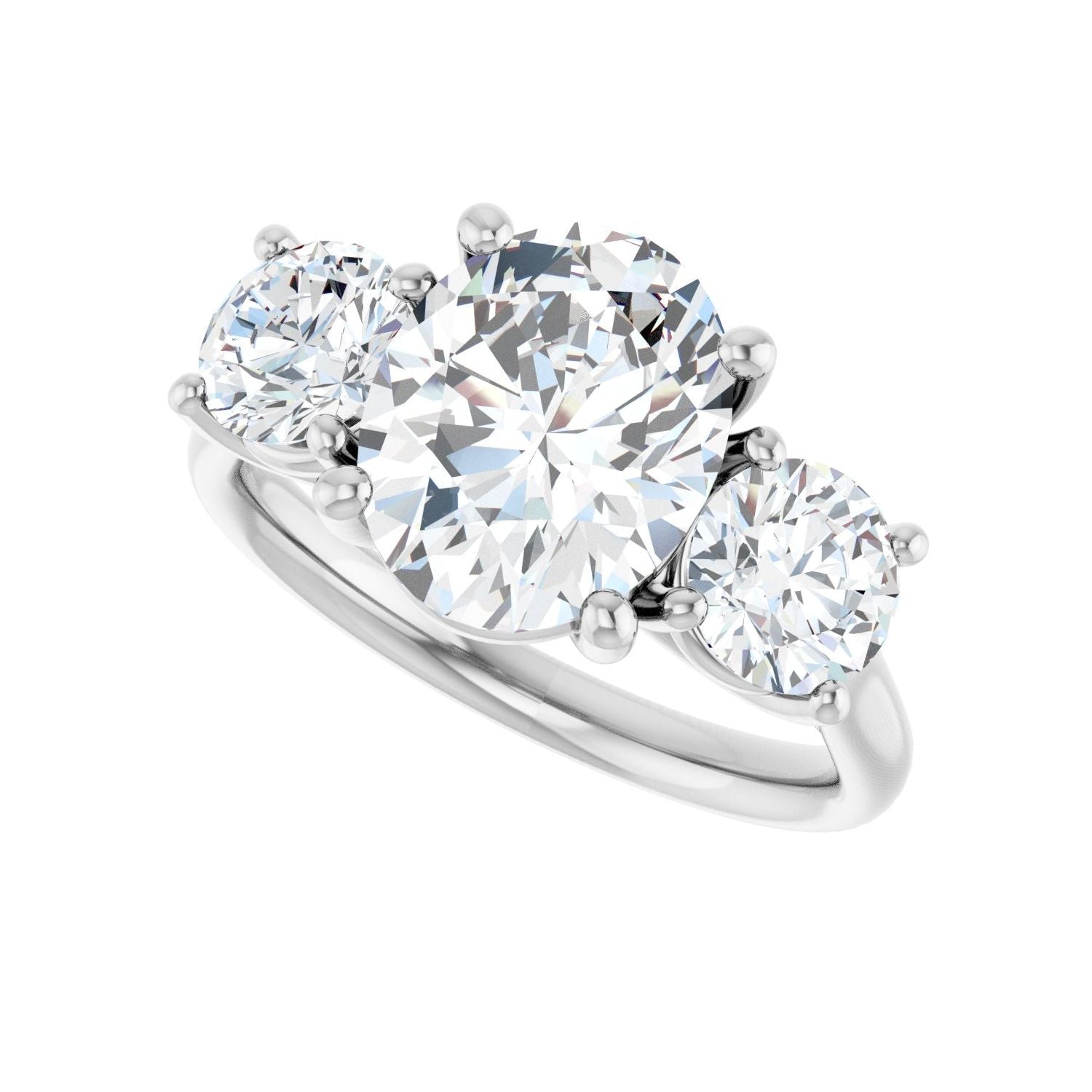Oval Three-Stone Engagement Ring | Metal Type=14K White Gold | Center Stone Size=2.5 CT | Image 5