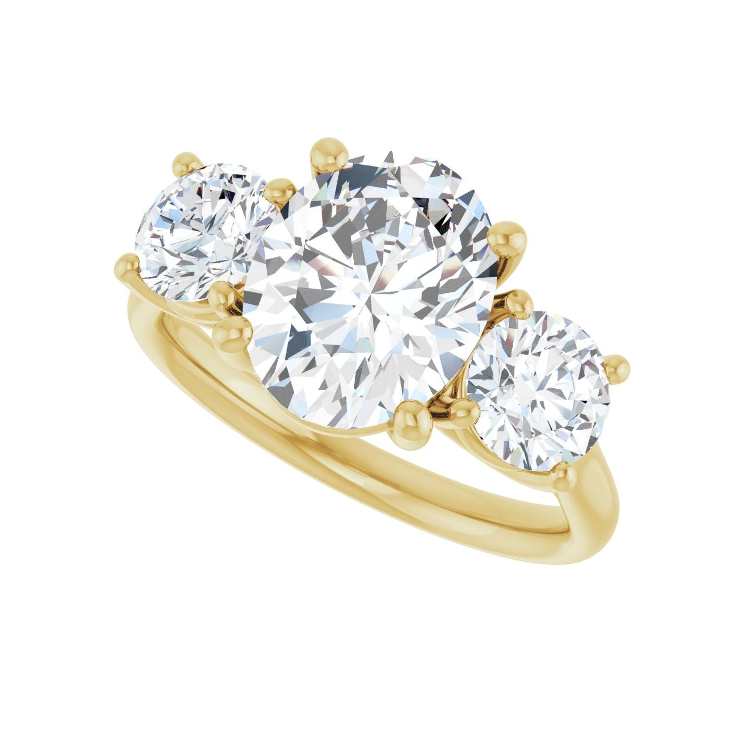 Oval Three-Stone Engagement Ring | Metal Type=14K Yellow Gold | Center Stone Size=2.5 CT | Image 5