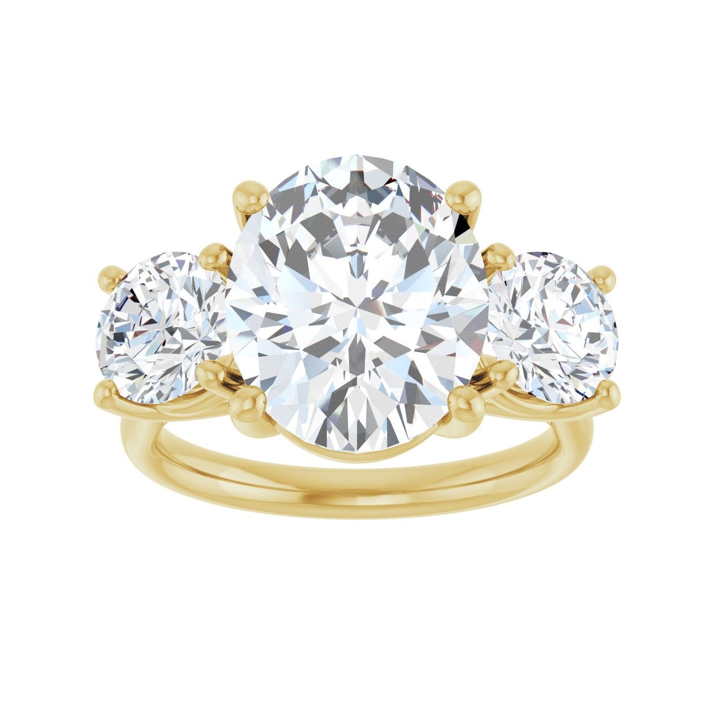 Oval Three-Stone Engagement Ring | Metal Type=14K Yellow Gold | Center Stone Size=3 CT | Image 3