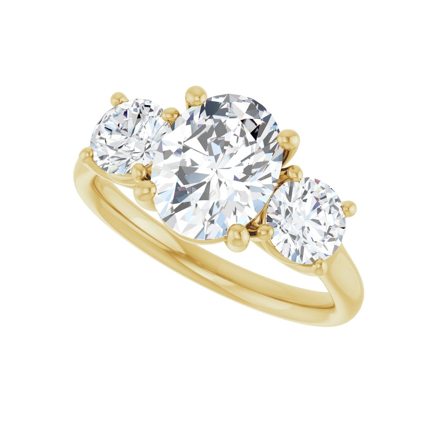 Oval Three-Stone Engagement Ring | Metal Type=14K Yellow Gold | Center Stone Size=2 CT | Image 5