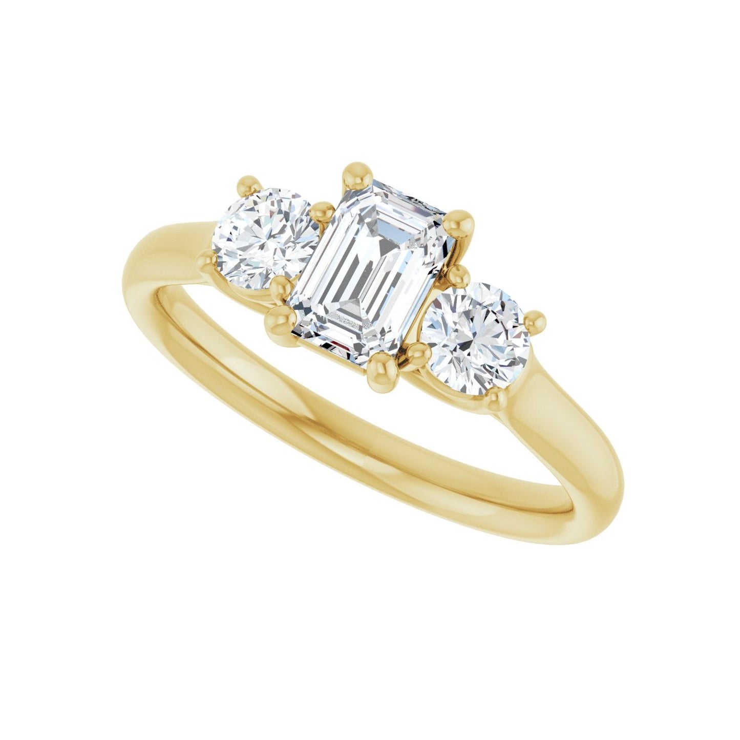 Emerald Three-Stone Engagement Ring | Metal Type=14K Yellow Gold | Center Stone Size=1 CT | Image 5
