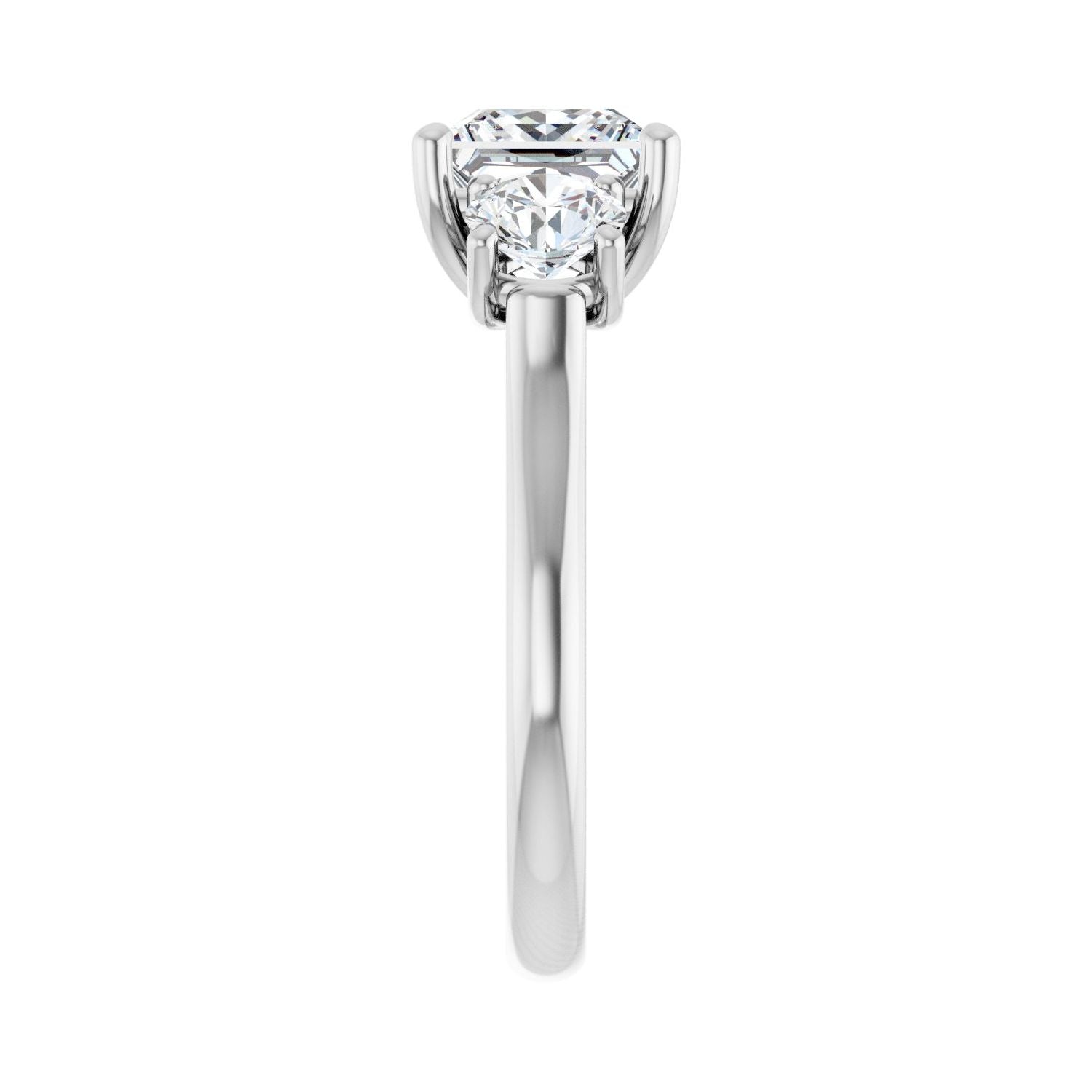 Square Three-Stone Engagement Ring | Metal Type=14K White Gold | Center Stone Size=2 CT | Image 4