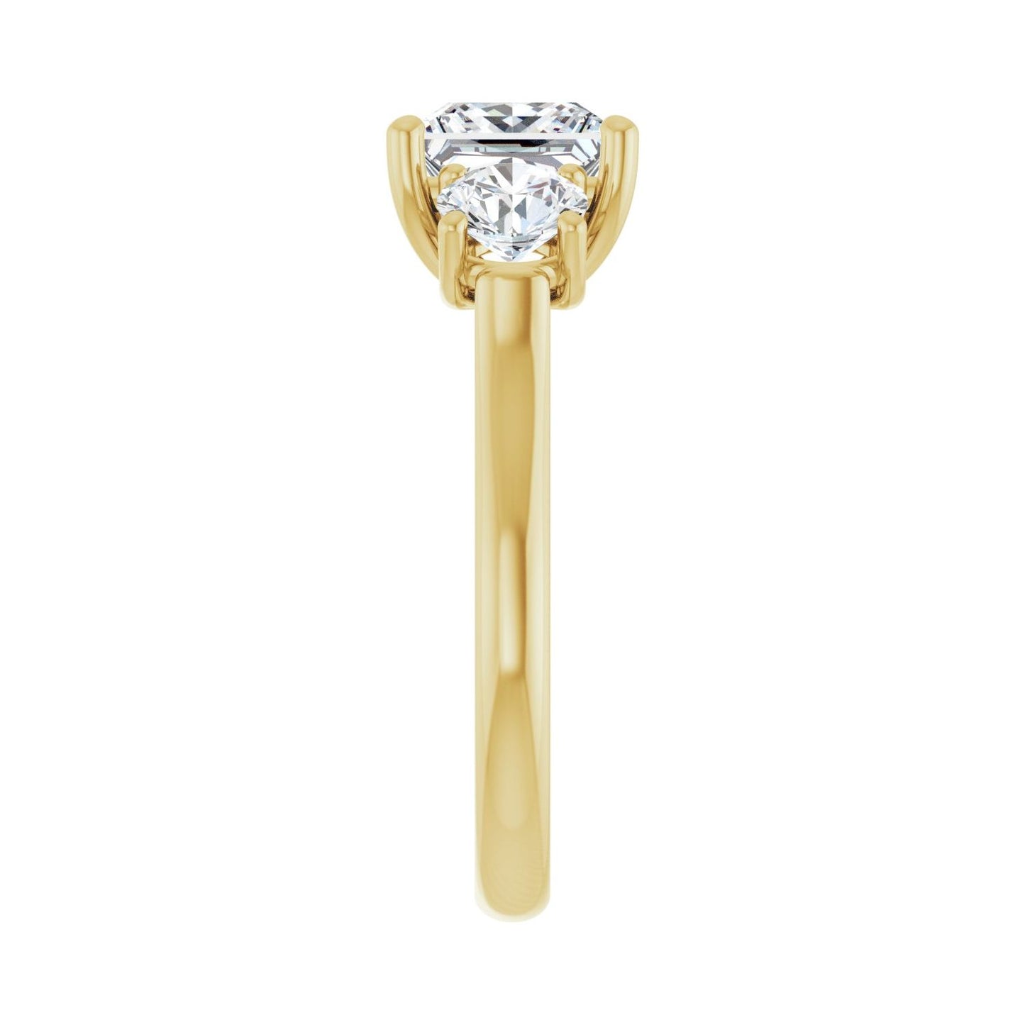 Square Three-Stone Engagement Ring | Metal Type=14K Yellow Gold | Center Stone Size=2 CT | Image 4