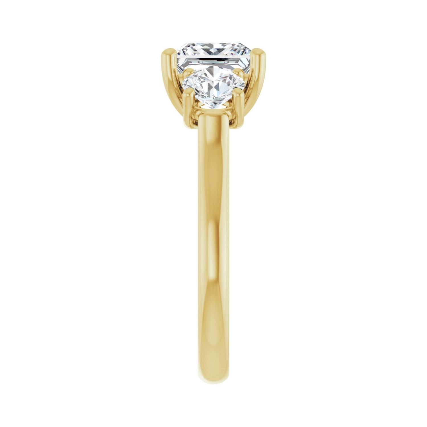 Square Three-Stone Engagement Ring | Metal Type=14K Yellow Gold | Center Stone Size=2 CT | Image 4