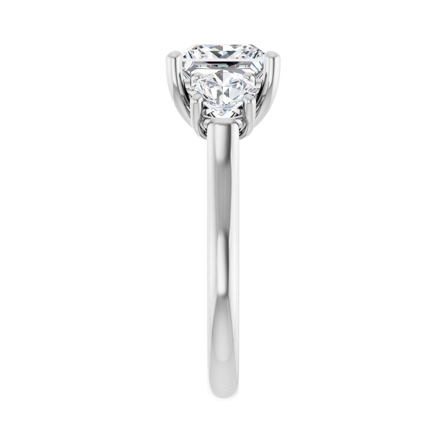 Square Three-Stone Engagement Ring | Metal Type=14K White Gold | Center Stone Size=2.5 CT | Image 4